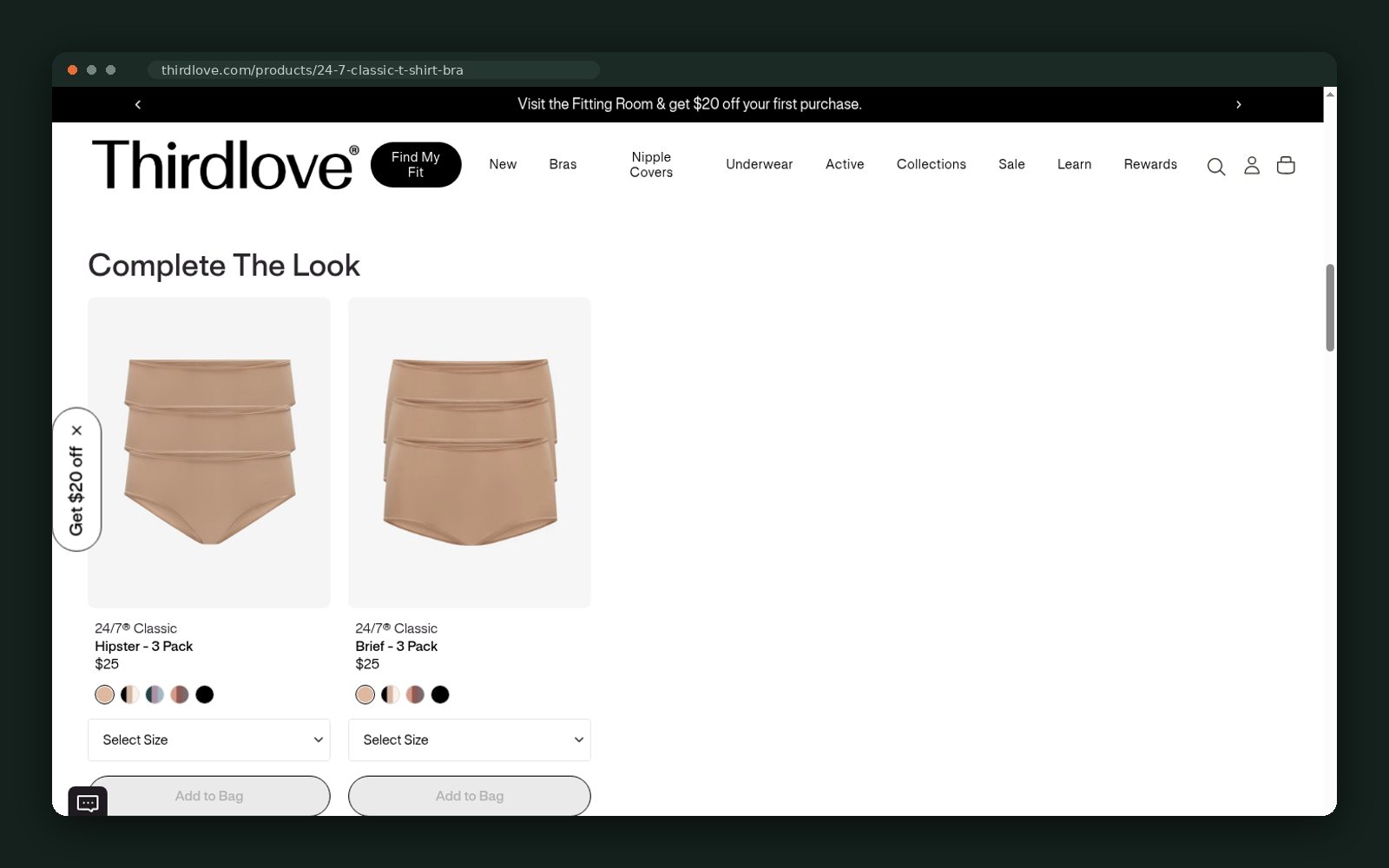 "Complete the look" cross-sell block