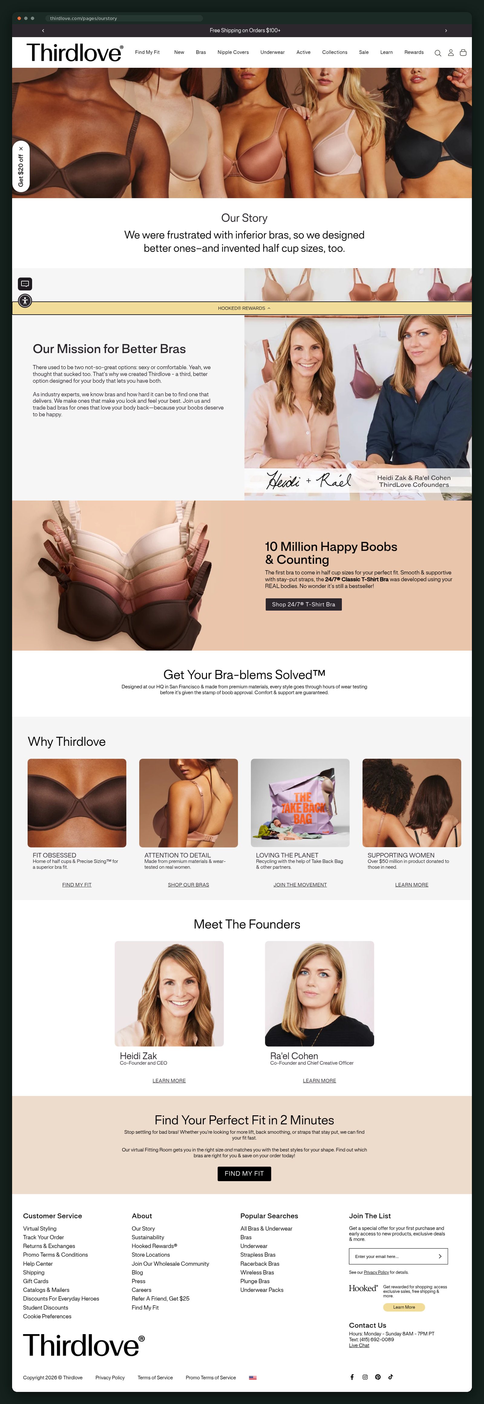 Our Story page, full scroll