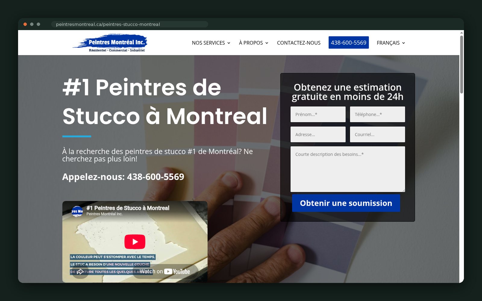 Peintres Montréal Inc. website — screen 5
