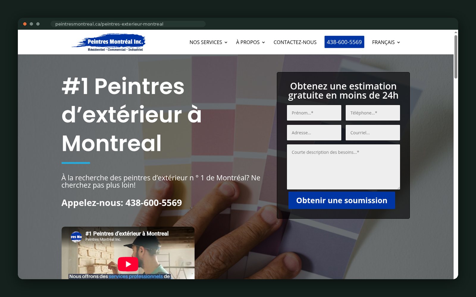 Peintres Montréal Inc. website — screen 4