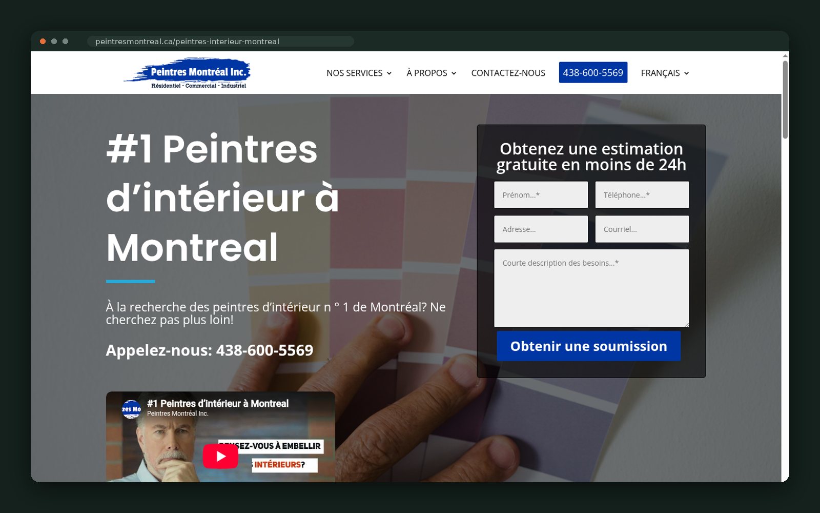 Peintres Montréal Inc. website — screen 3