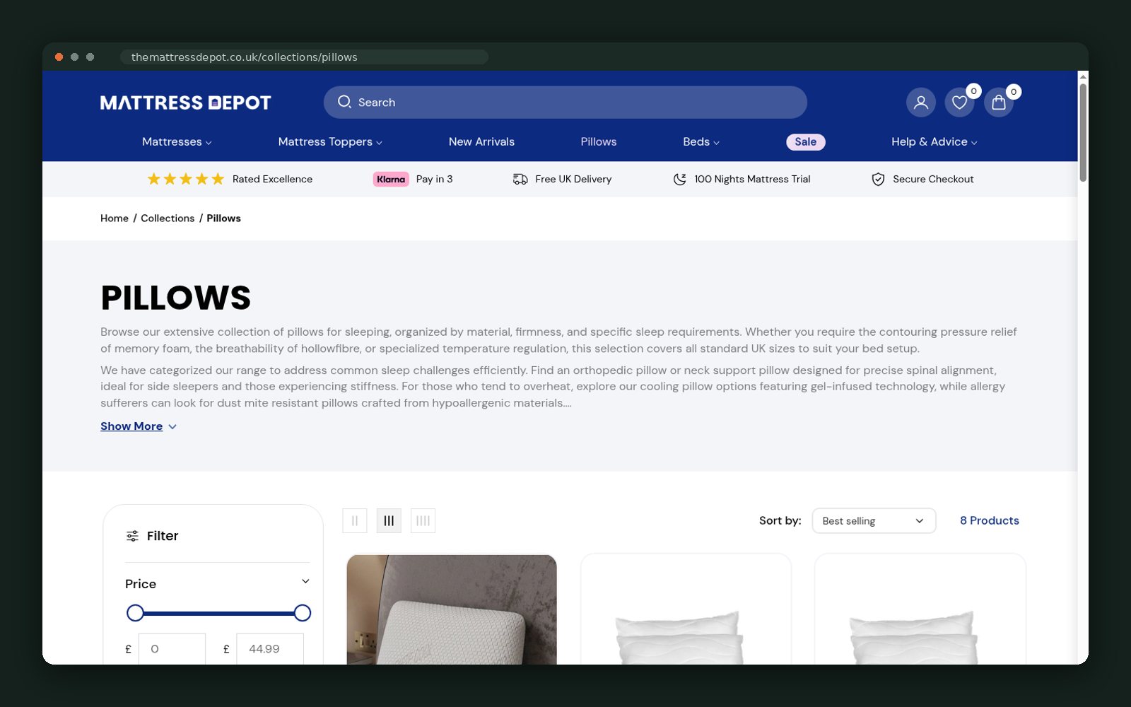 The Mattress Depot website — screen 5
