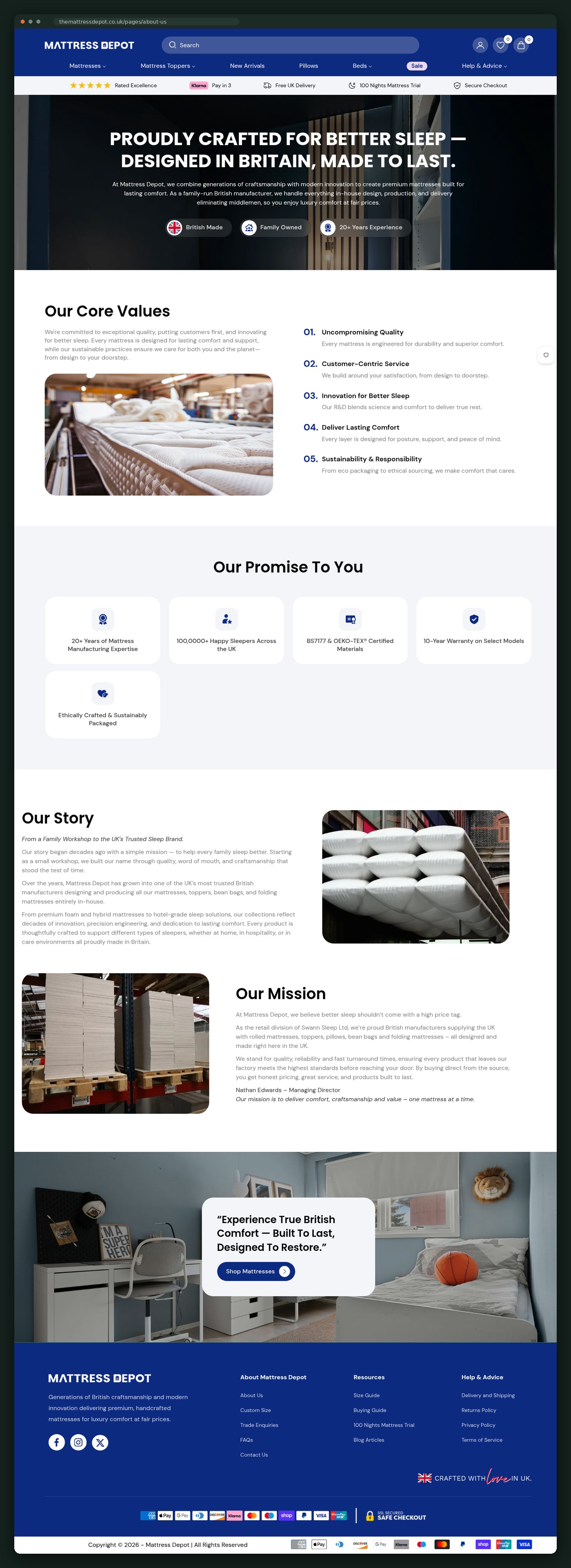 About page, full scroll