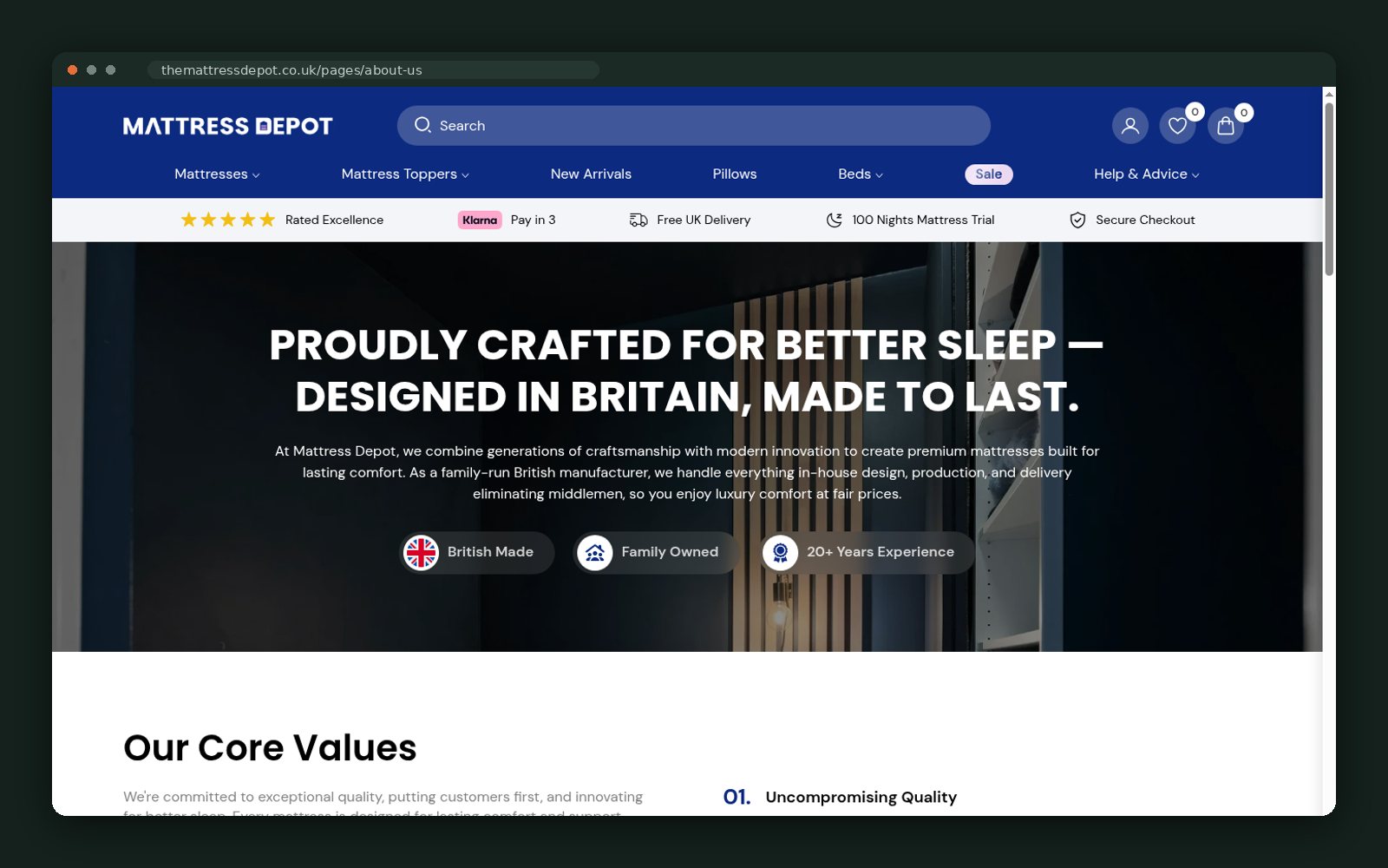 The Mattress Depot website — screen 4