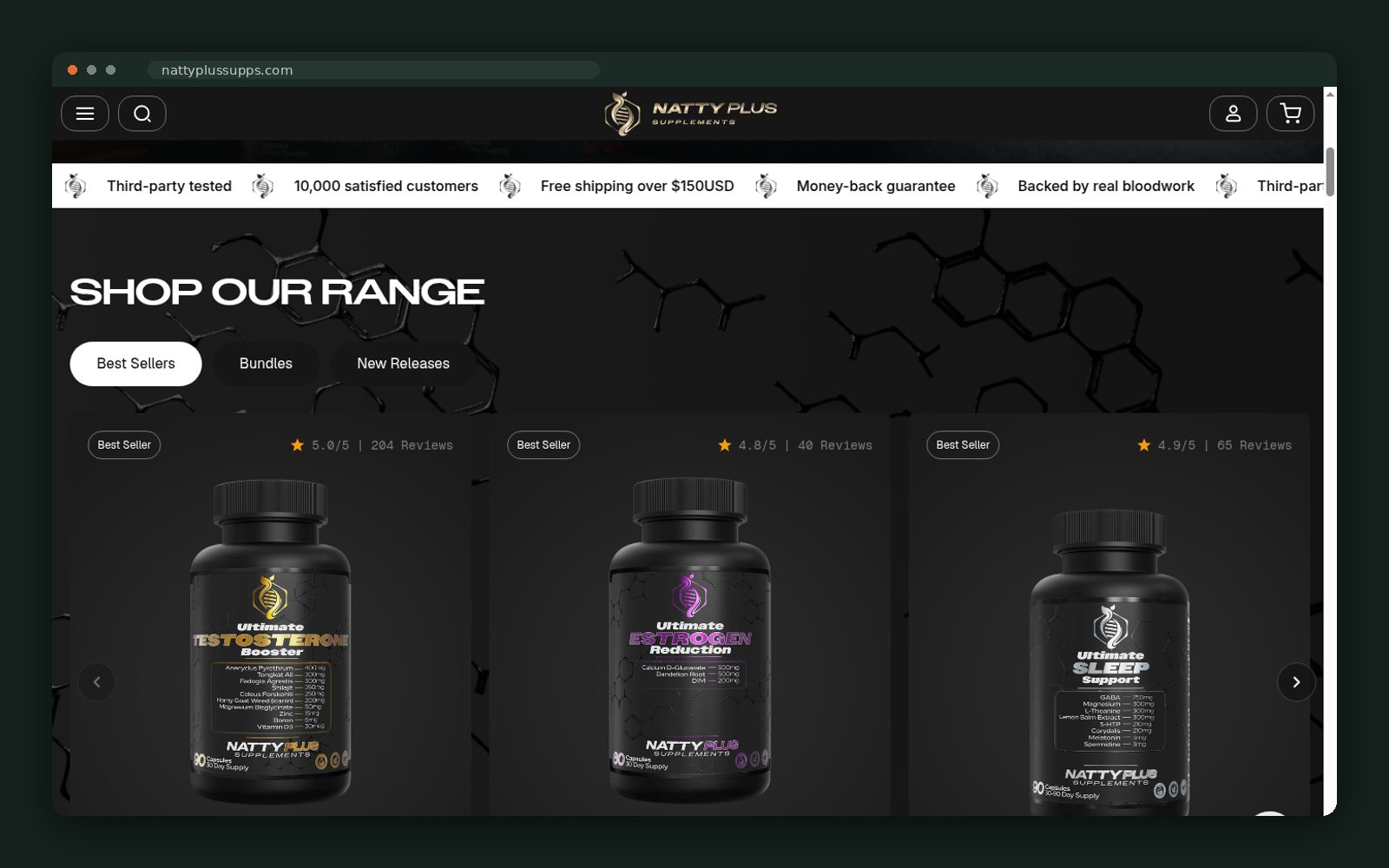 "Shop our range" with best sellers, bundles and new releases in one module