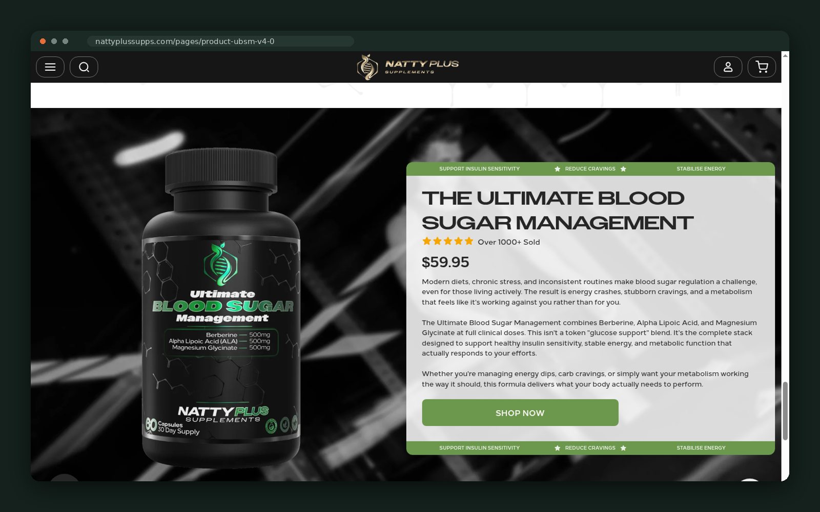 Buy block with dosing and guarantee detail