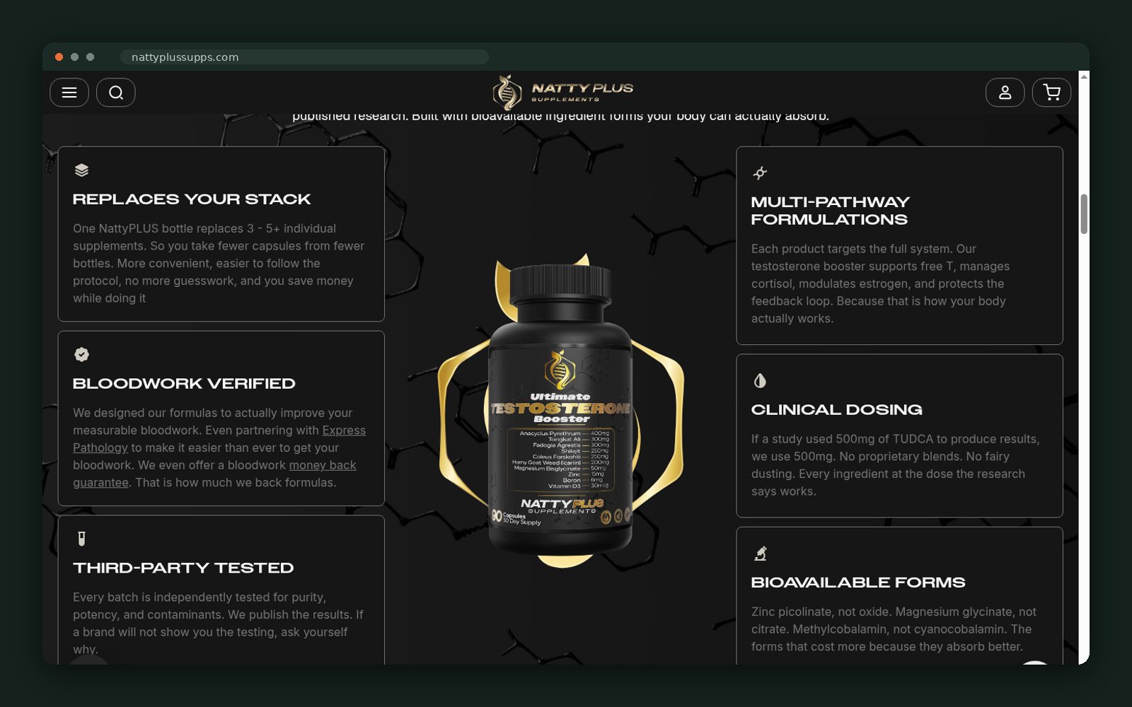 NattyPLUS Supplements website — screen 5