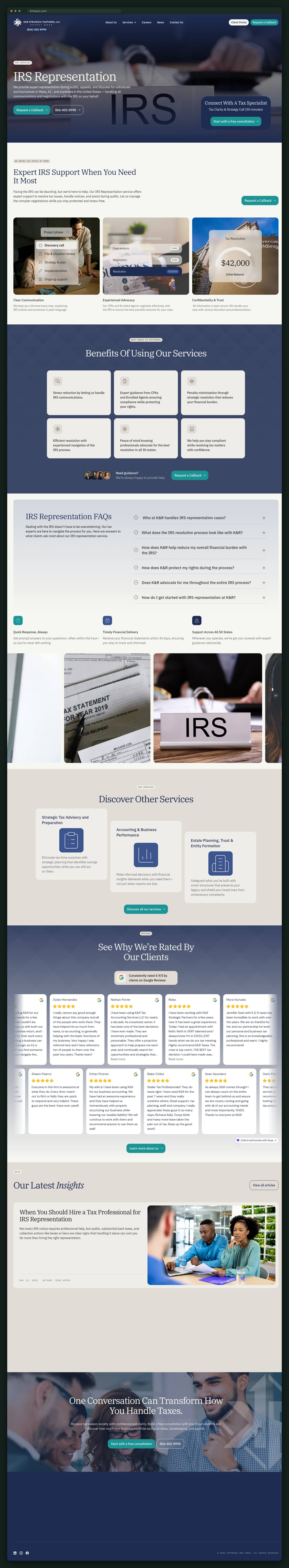 IRS representation page, full scroll