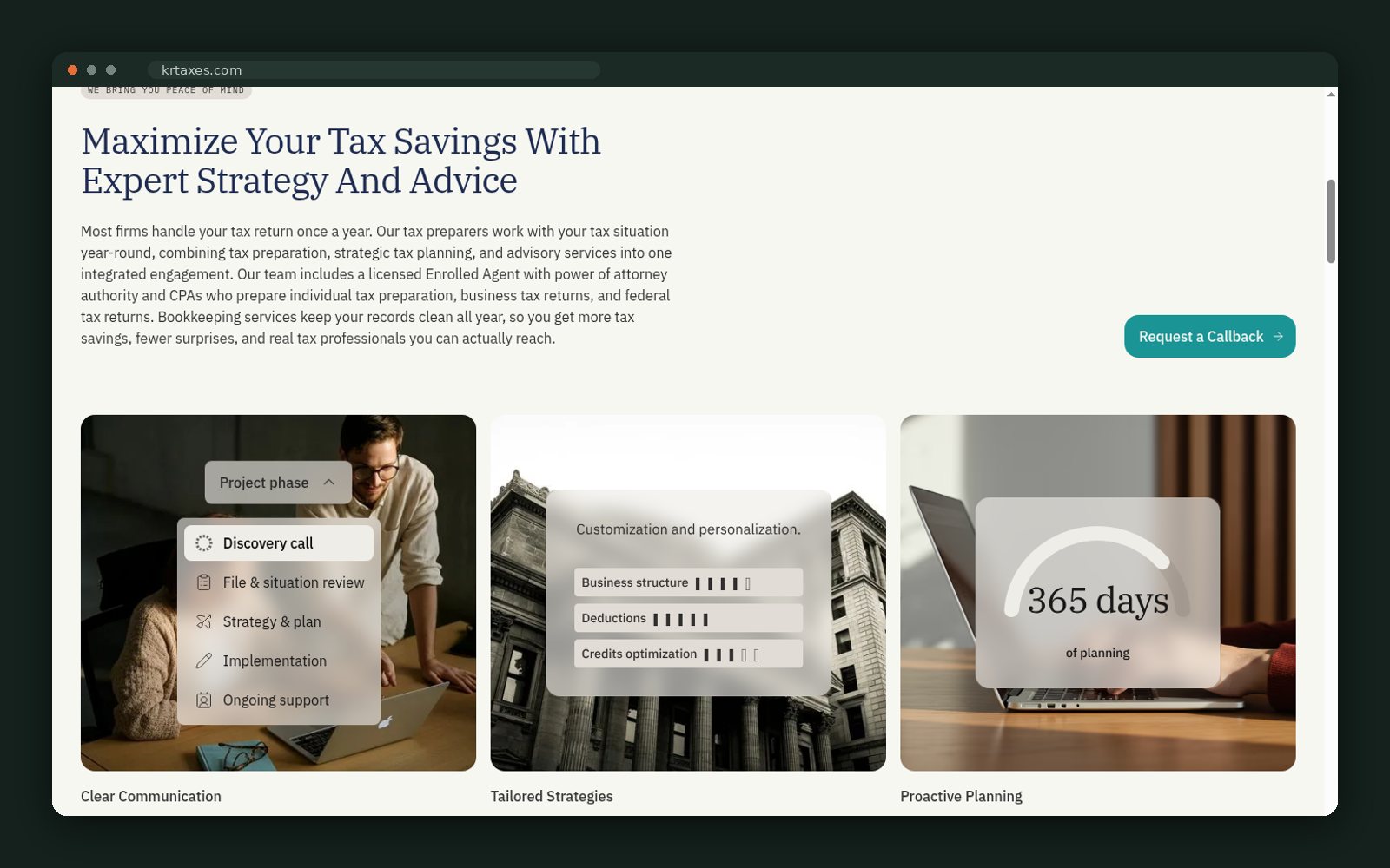 Service page engagement steps