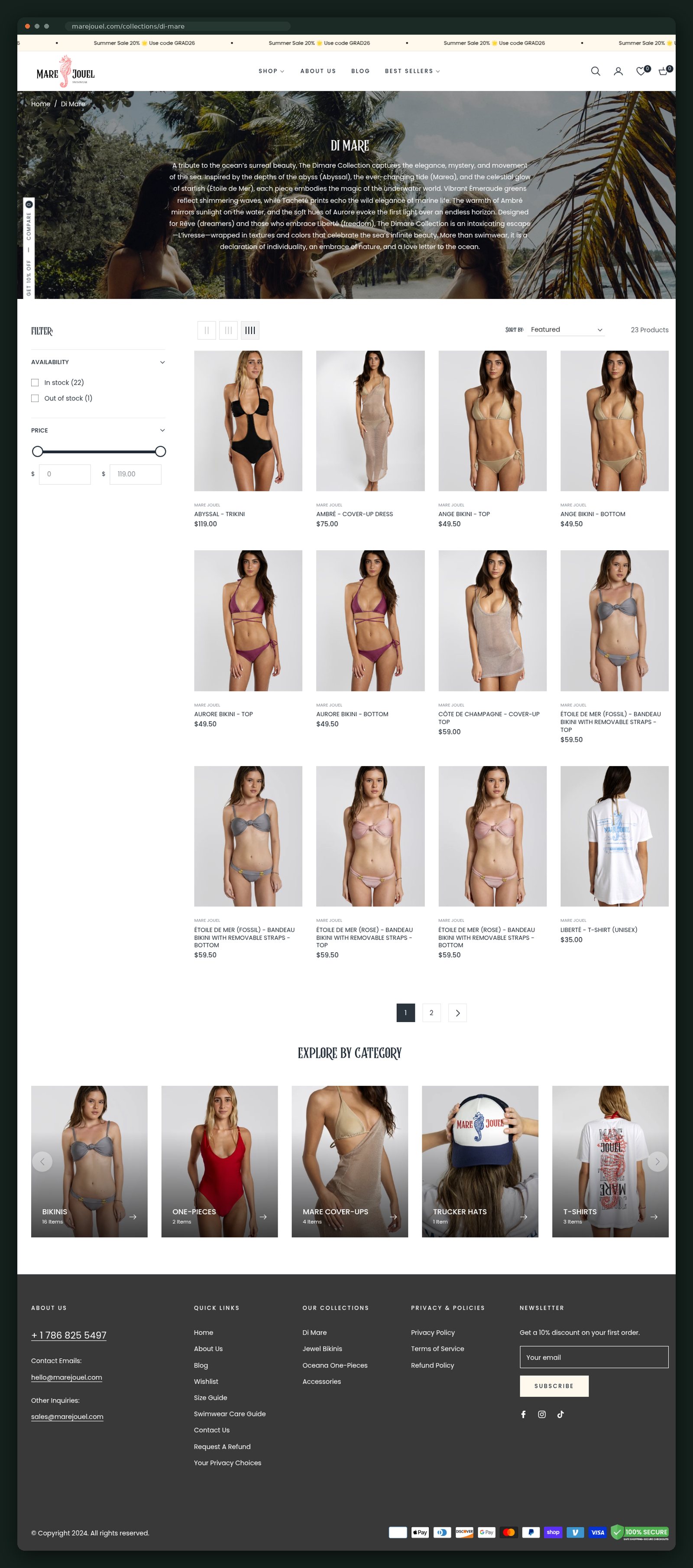 Mare Jouel website — screen 2