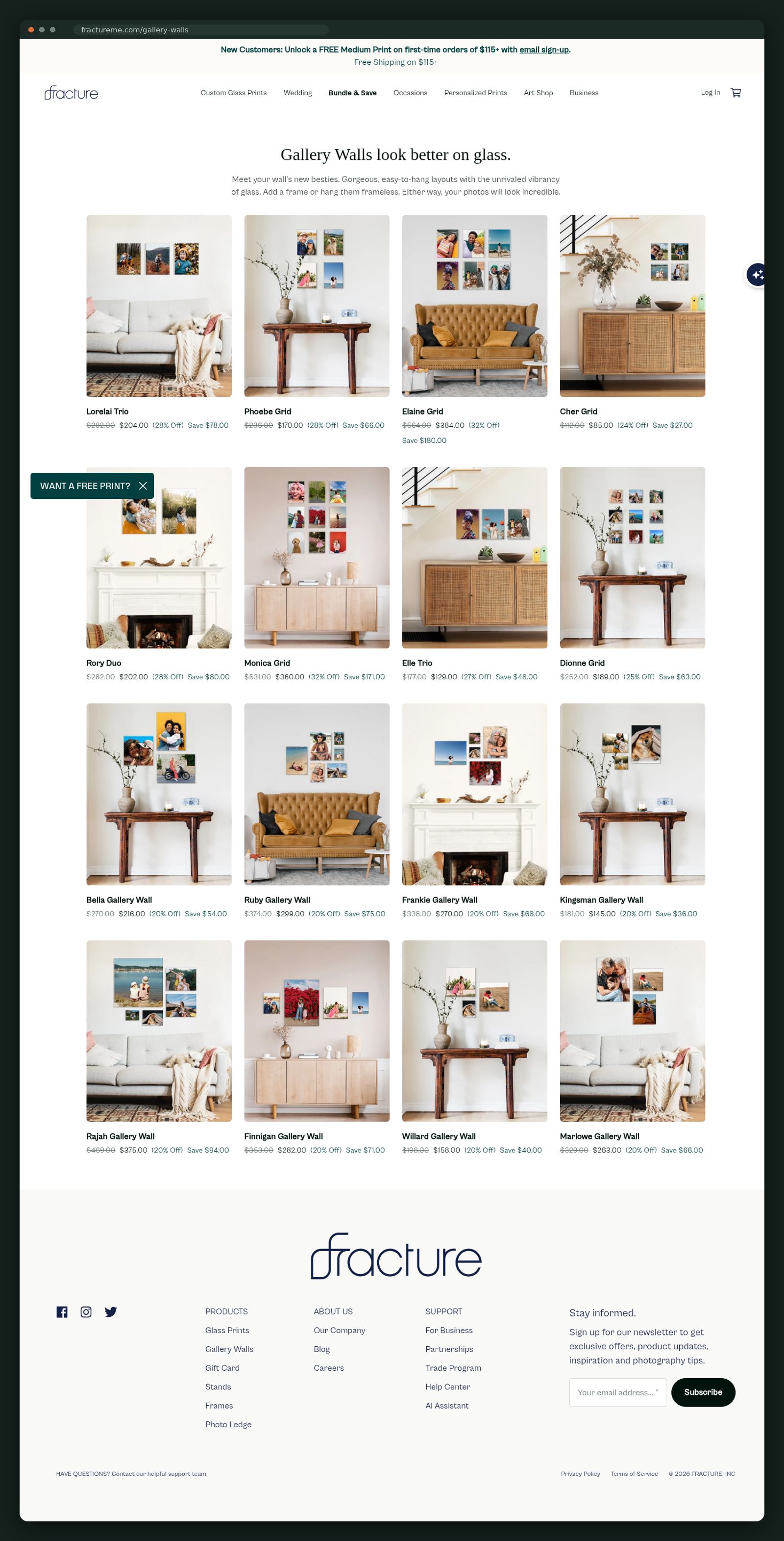 Gallery Walls builder page, full scroll