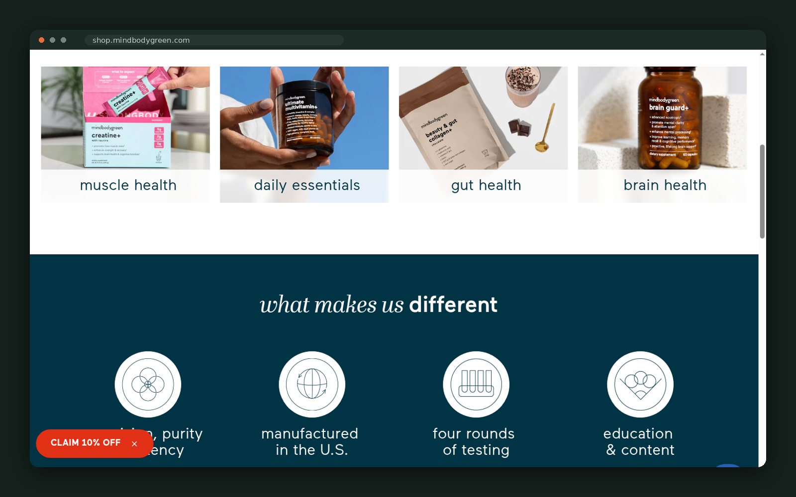 Shop by health category row