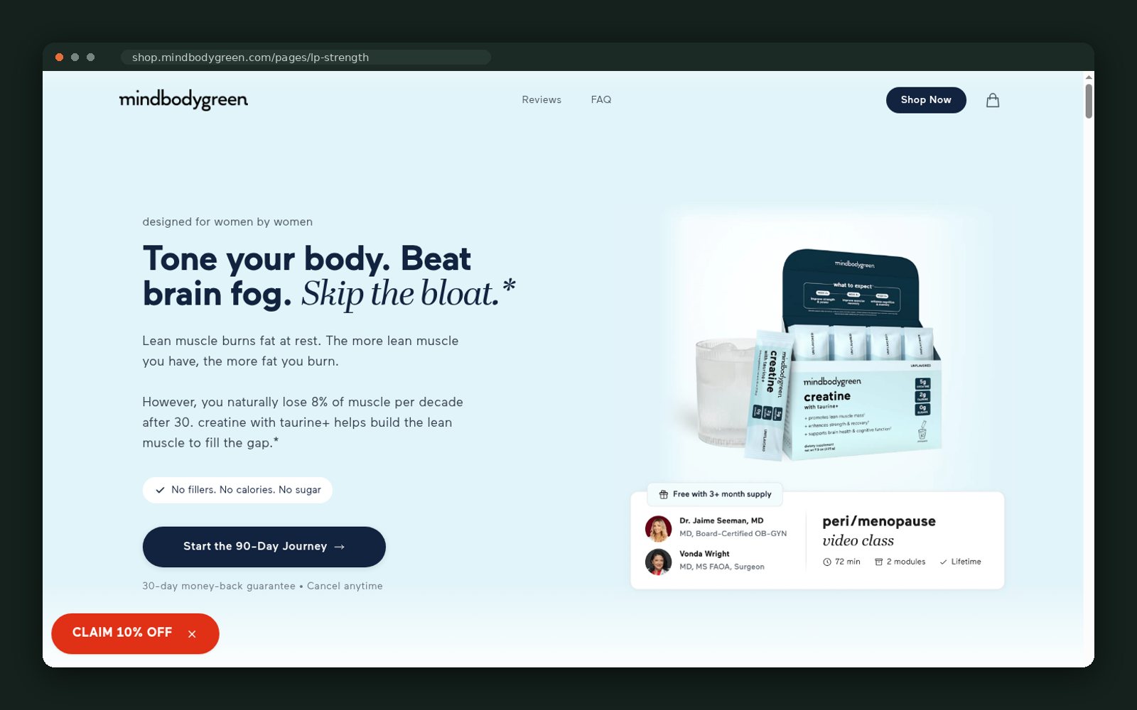 Strength landing page variant hero