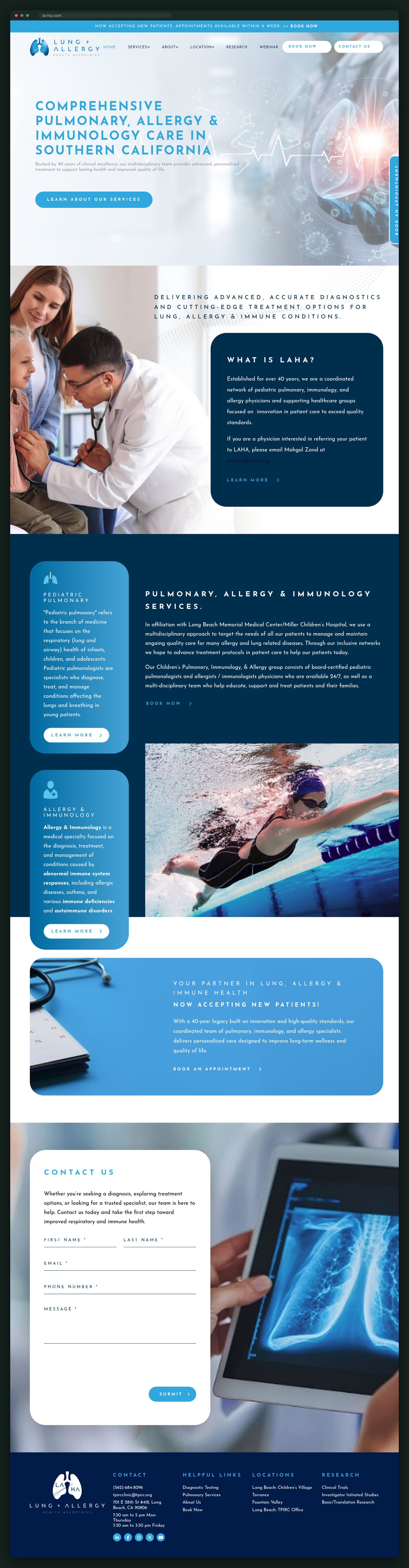 LAHA homepage, full scroll