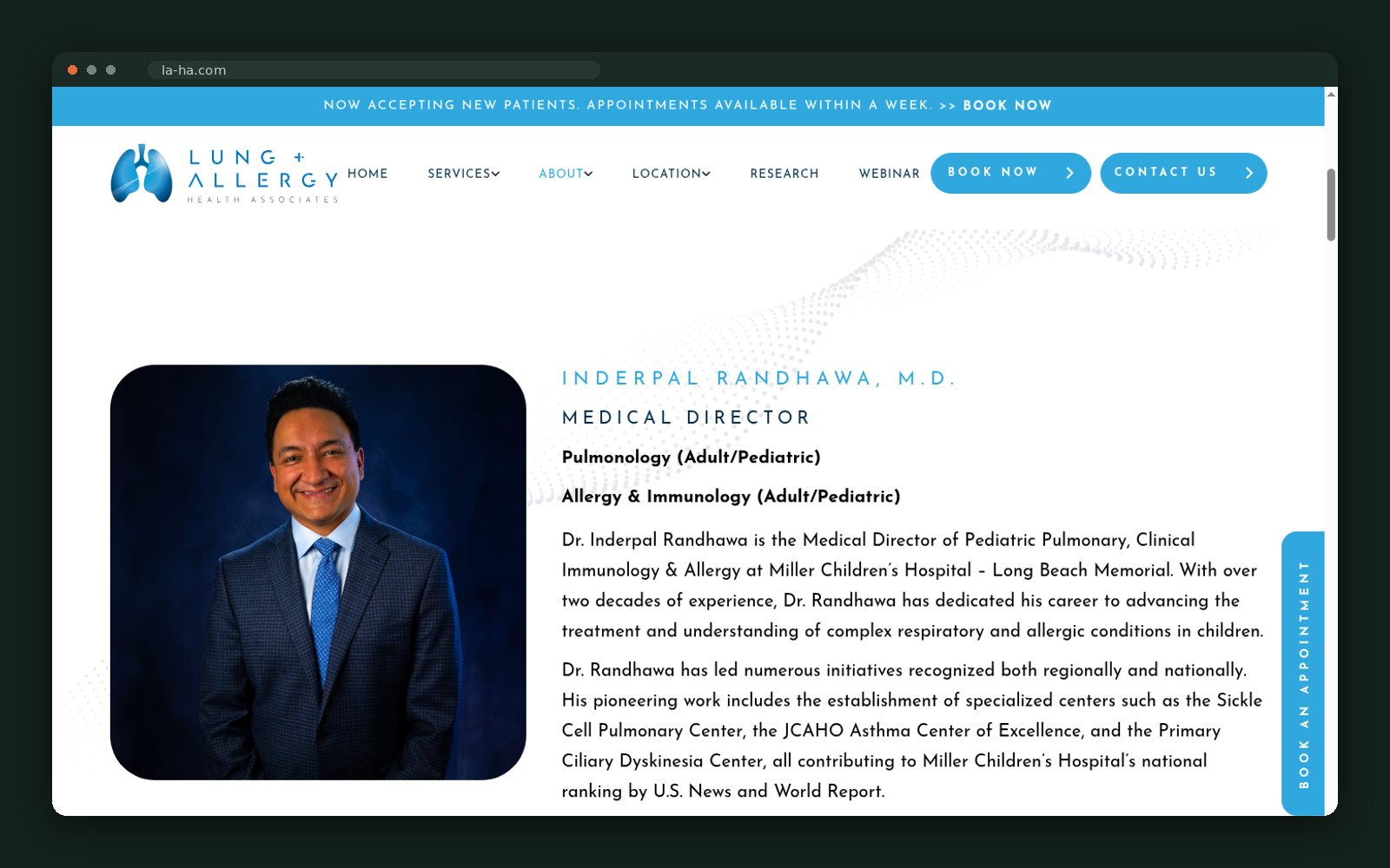 Physician profiles with credentials