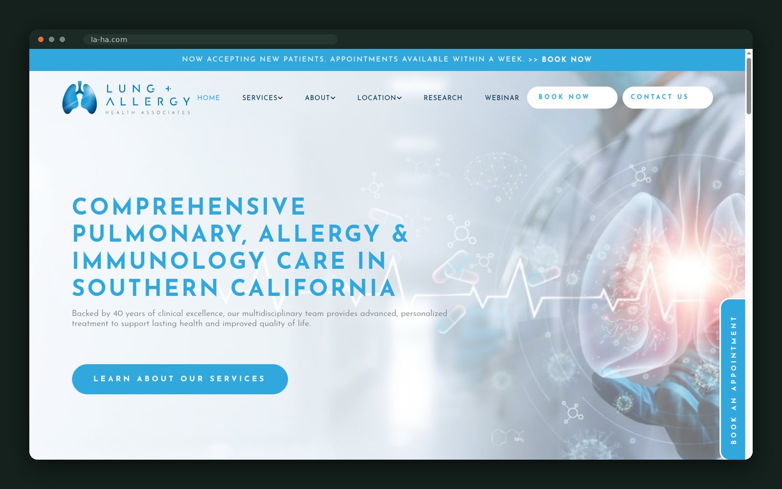 LAHA website homepage