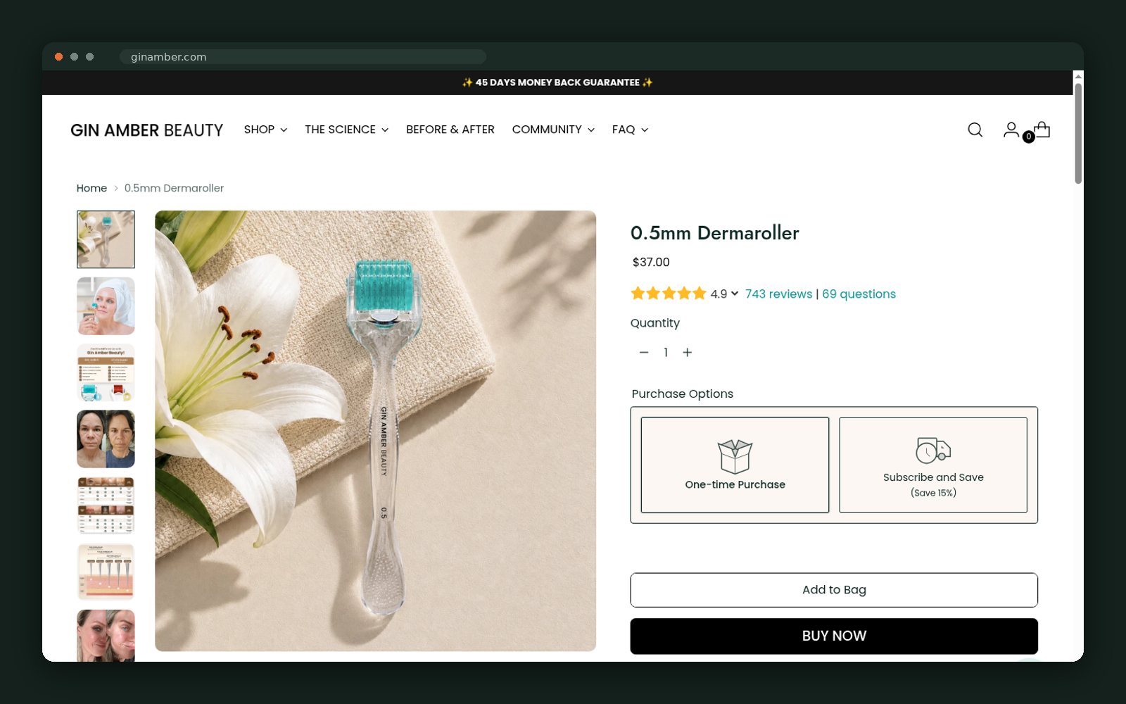 Gin Amber Beauty website — screen 2