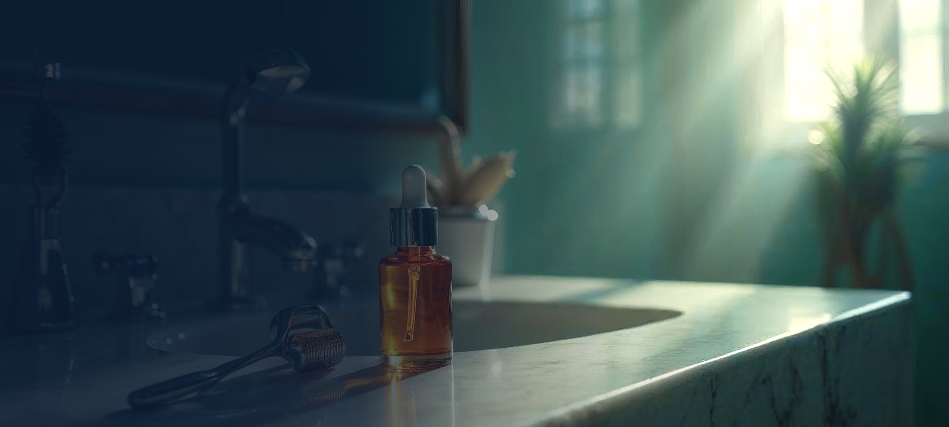 Art-directed skincare still life representing Gin Amber Beauty's category