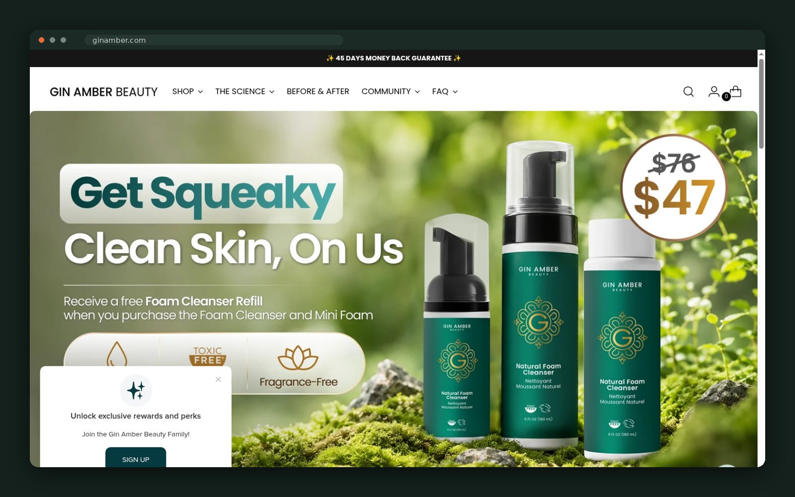 Gin Amber Beauty website homepage