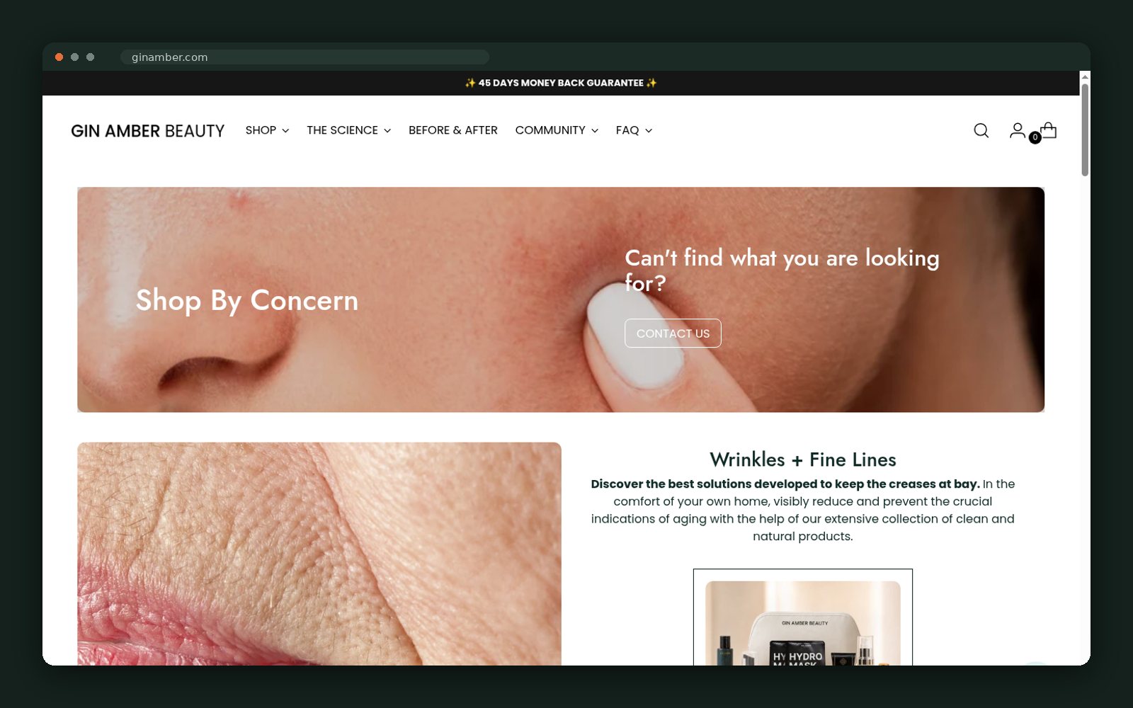 Gin Amber Beauty website — screen 4