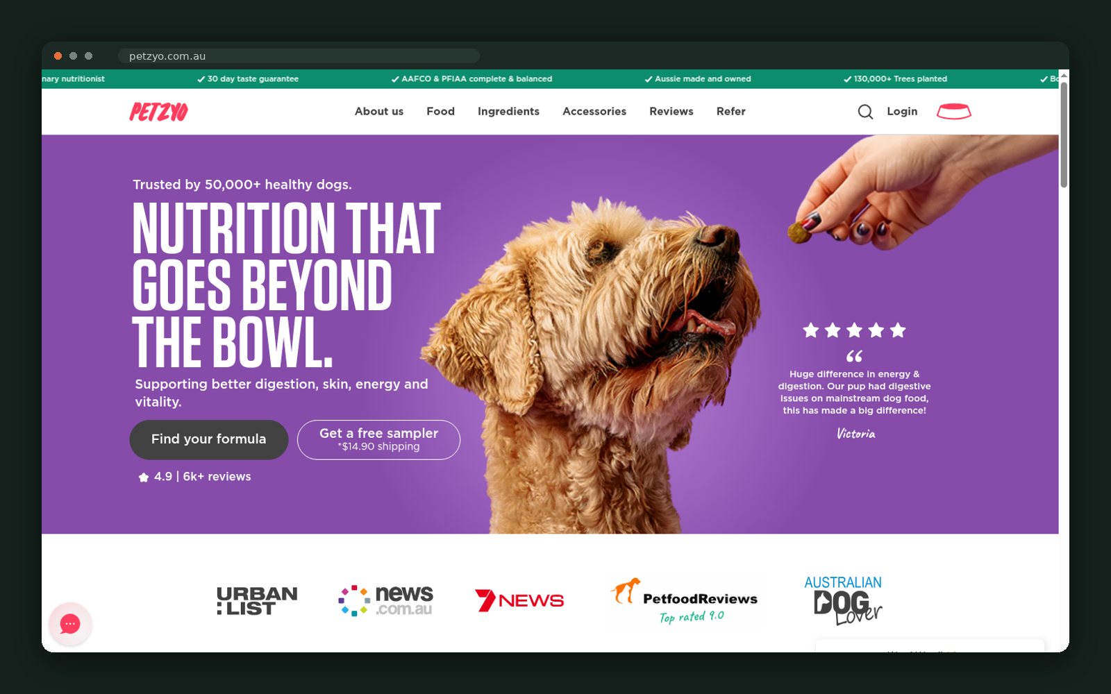 Petzyo website homepage