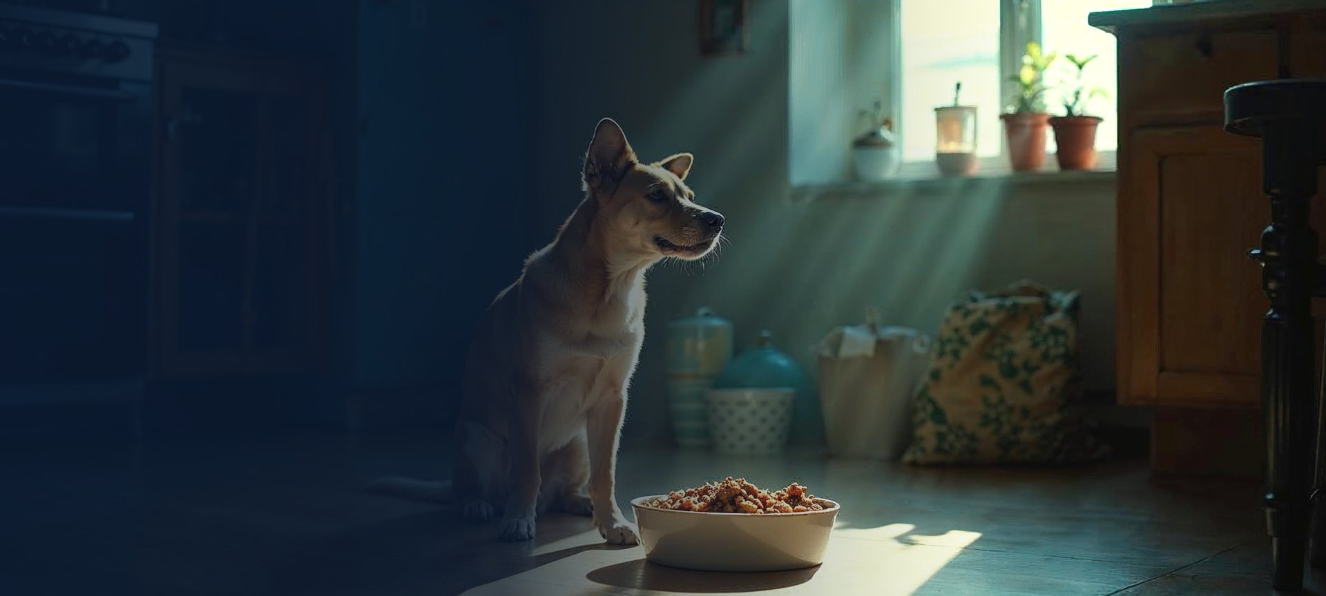 Art-directed dog nutrition scene representing Petzyo's industry