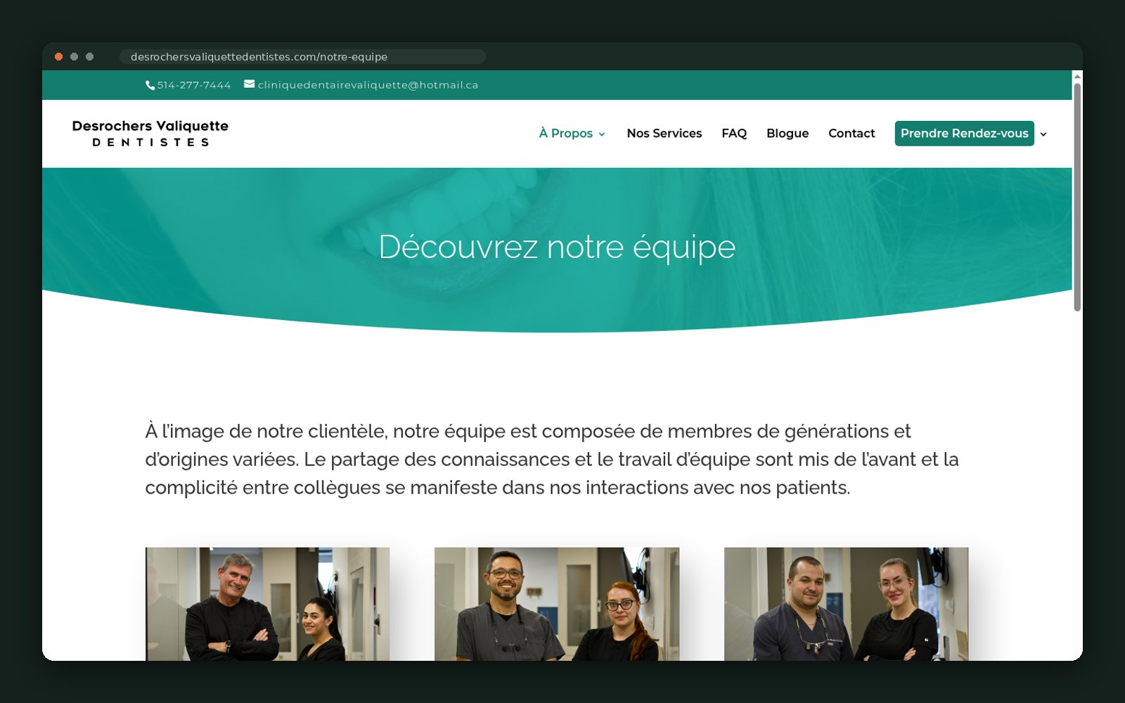Centre Dentaire Valiquette website — screen 4