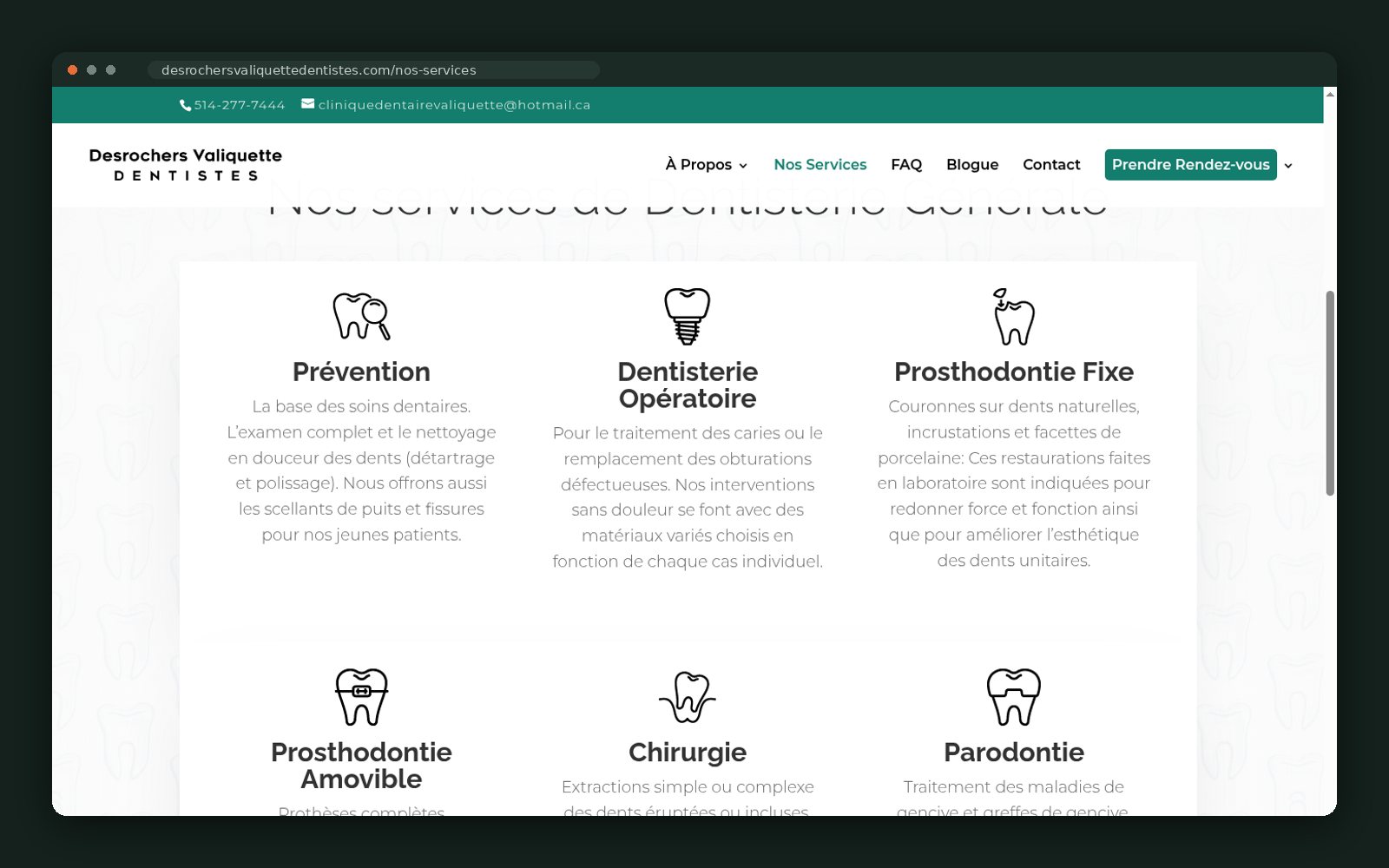 Centre Dentaire Valiquette website — screen 3
