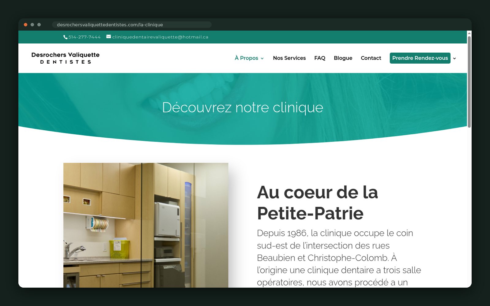 Clinic page — at the heart of La Petite-Patrie