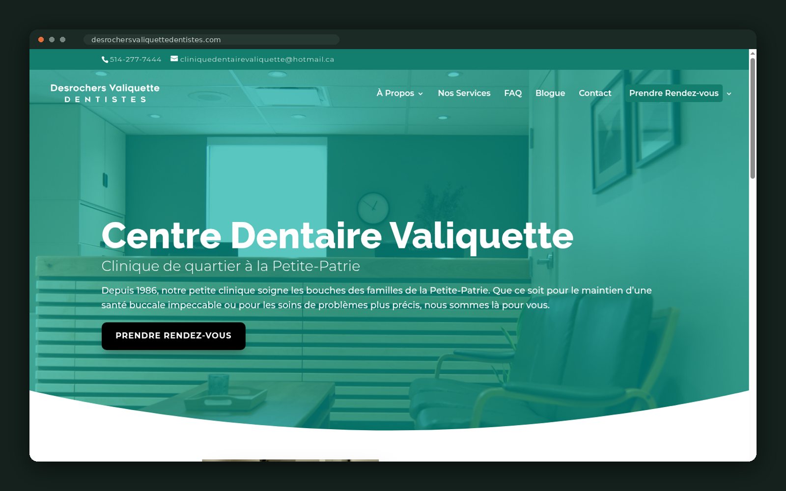 Centre Dentaire Valiquette website — screen 2