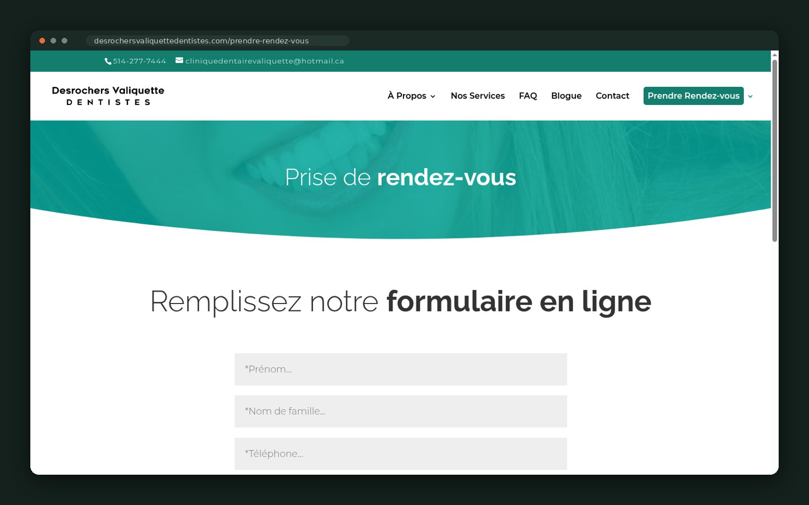 Online appointment form