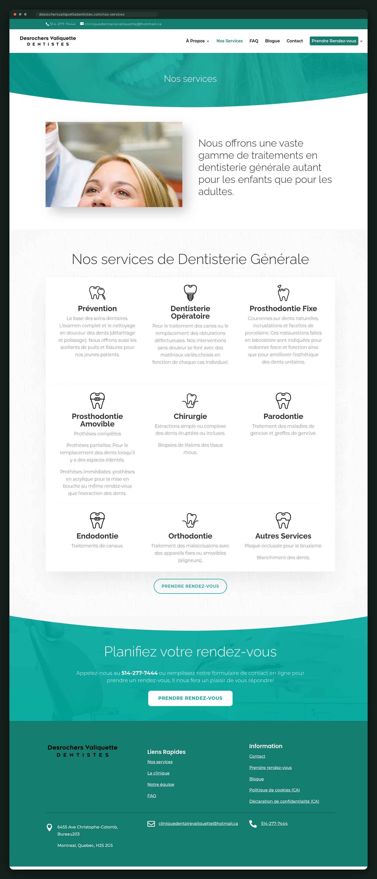 Full services page — general dentistry