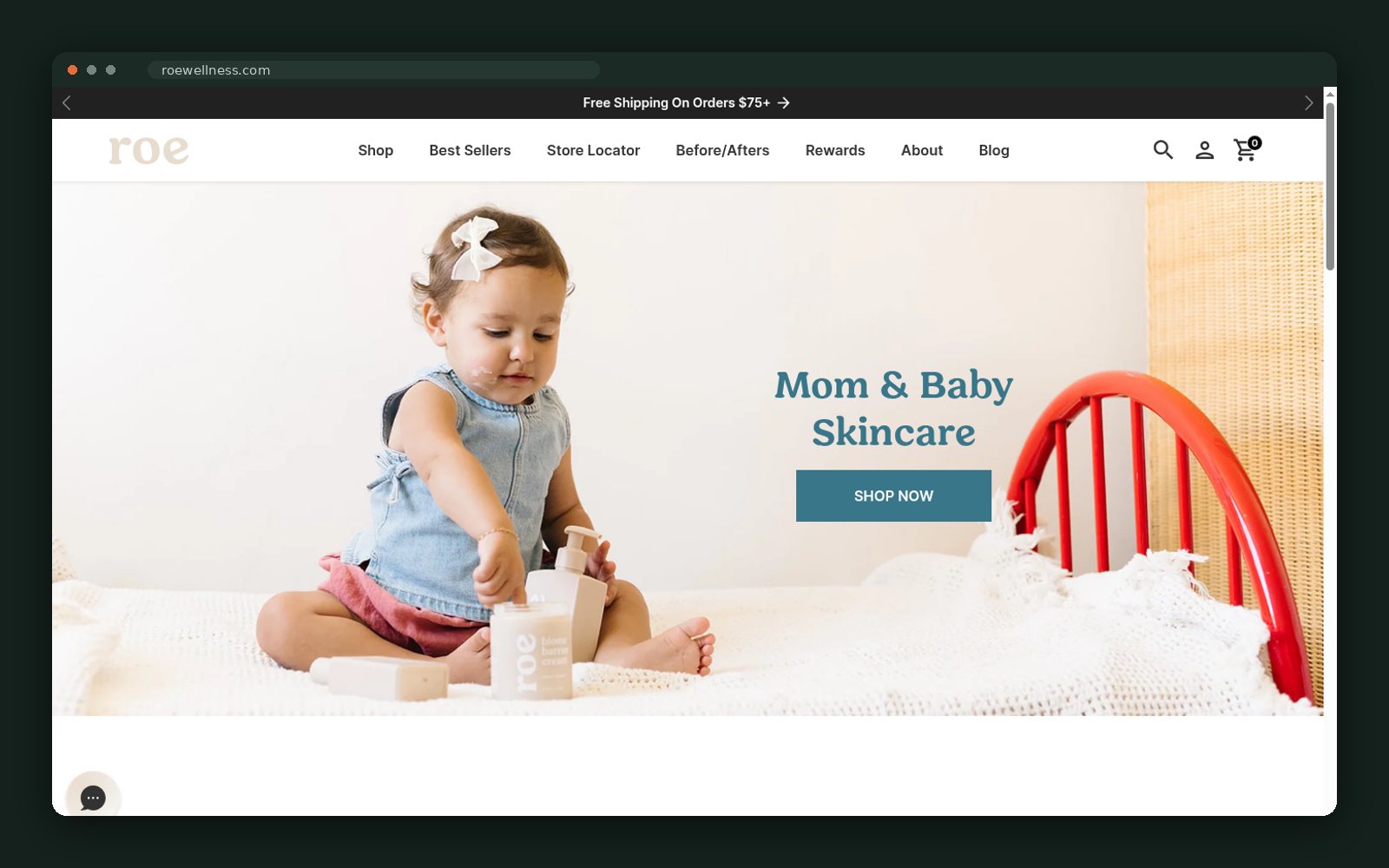 roe Wellness website homepage