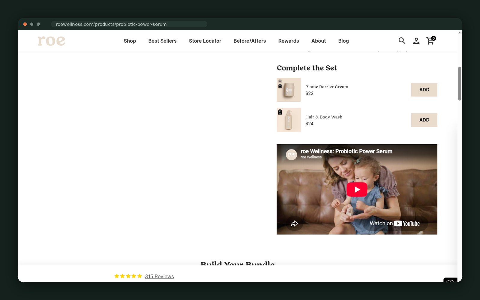 Bundle builder and brand video on the product page