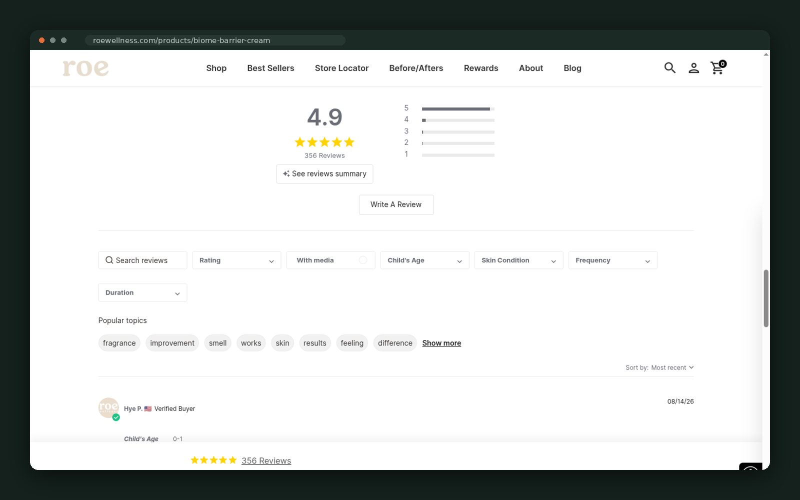 Rating breakdown and topic filters