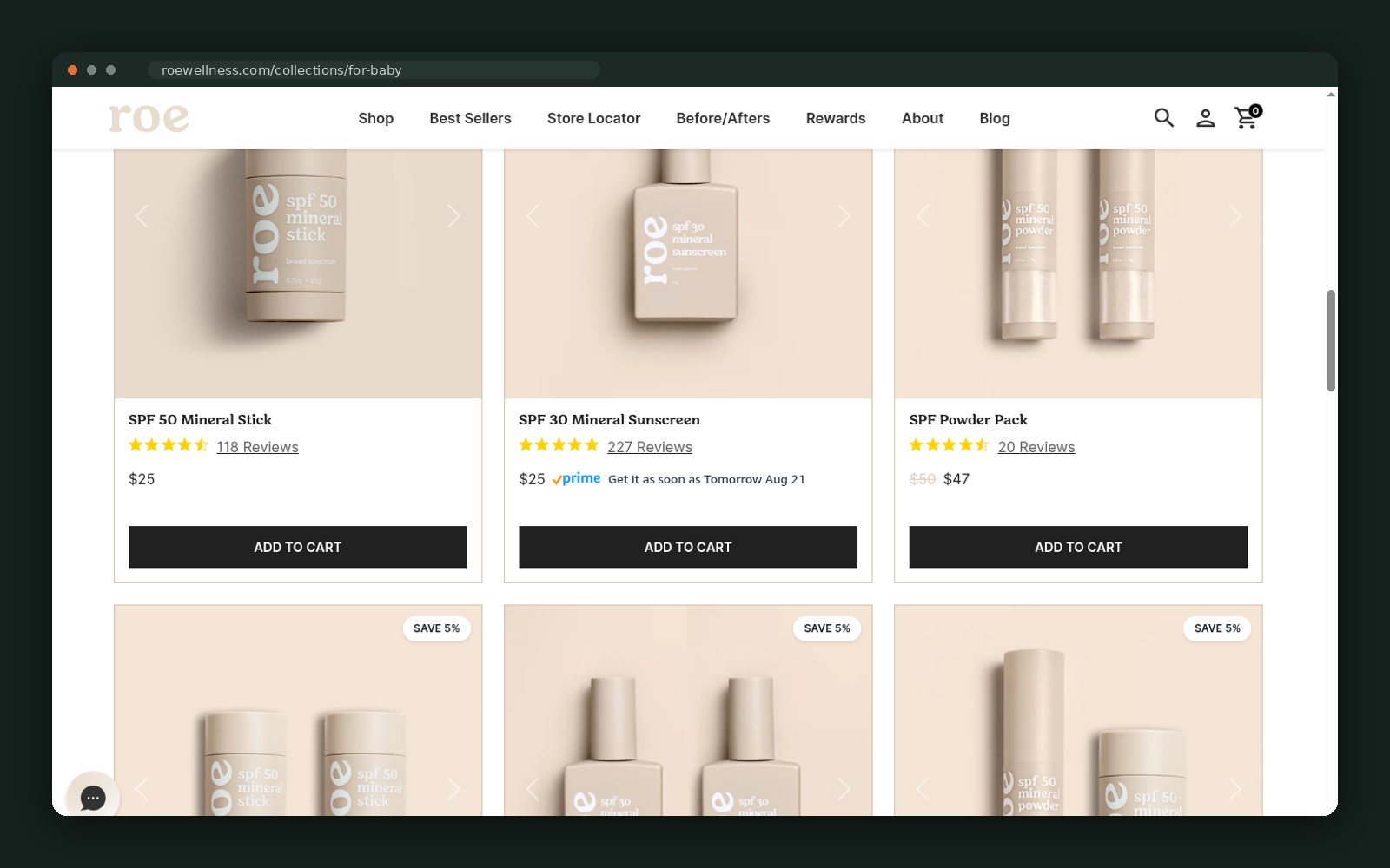 SPF and sun-care range