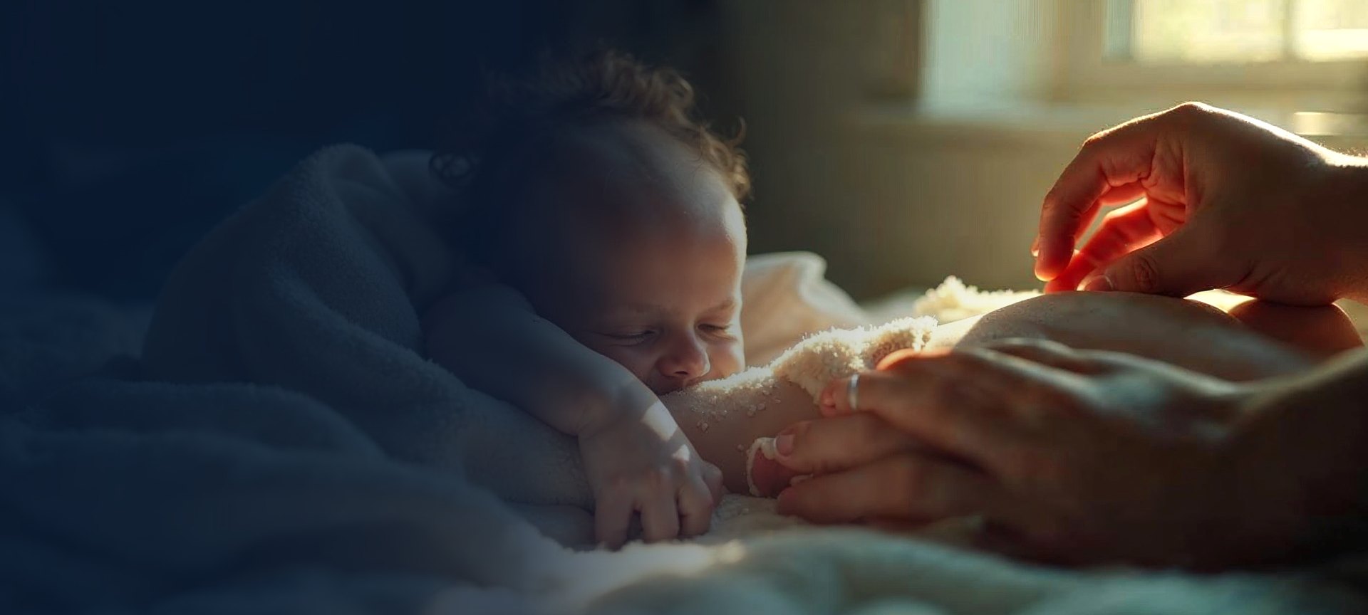 Art-directed baby skincare scene representing Roe Wellness' industry