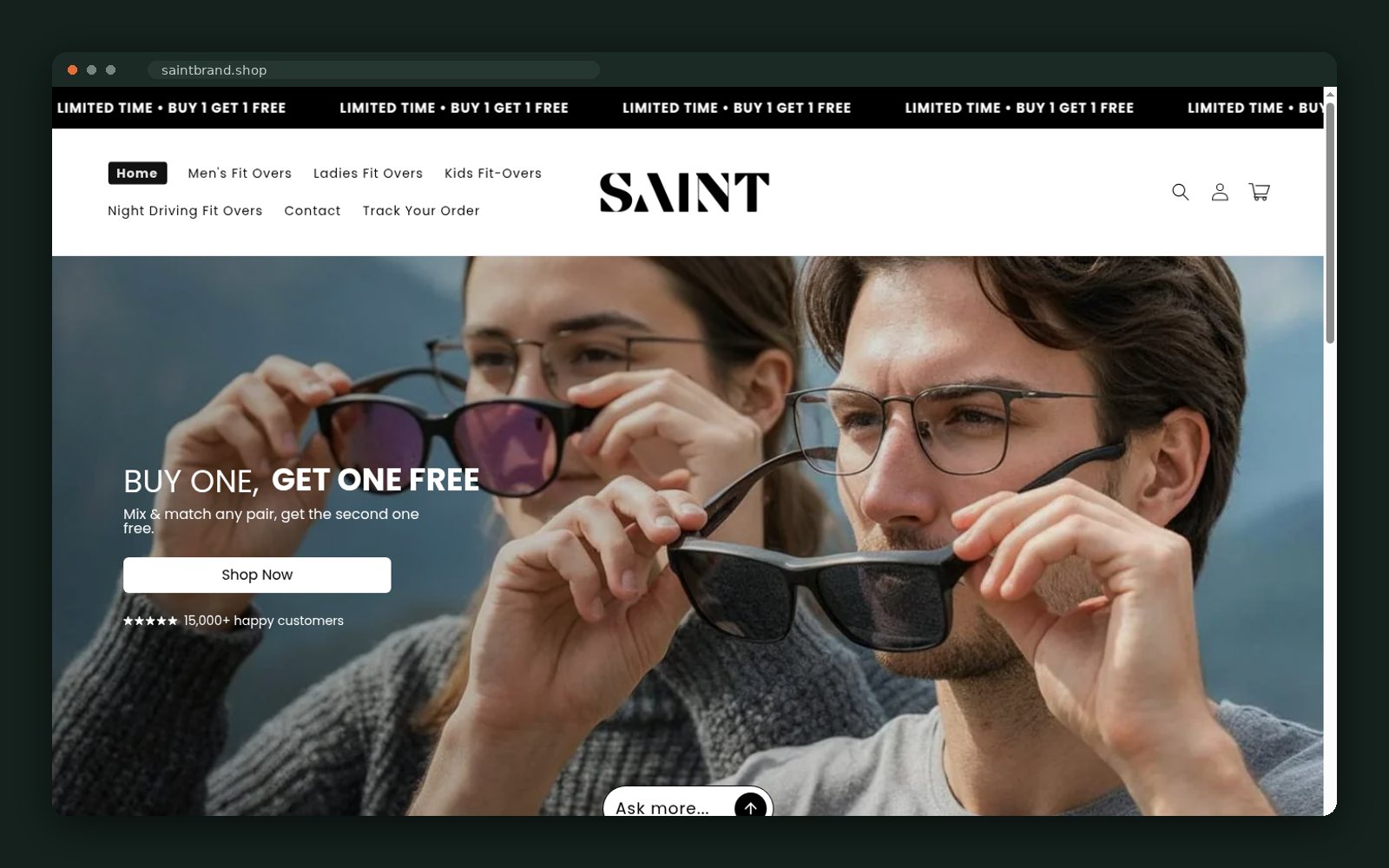Homepage hero — buy one, get one free