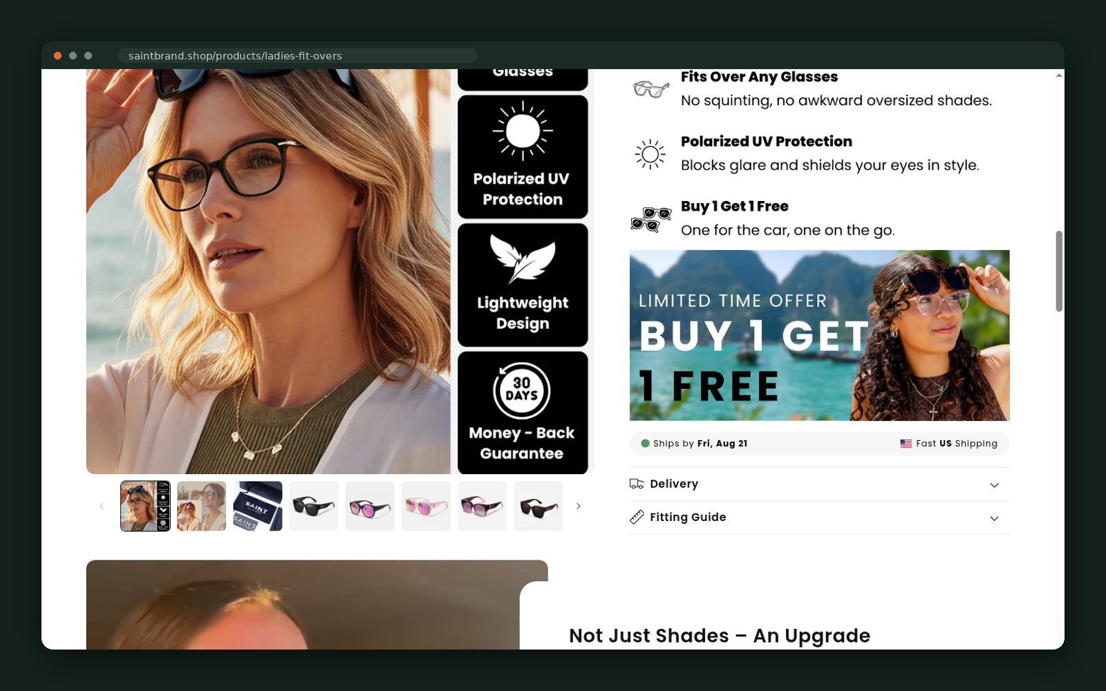 Add-to-cart block with shipping and stock reassurance