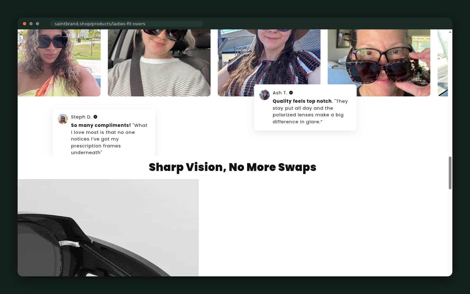 Customer review wall with verified buyer photos