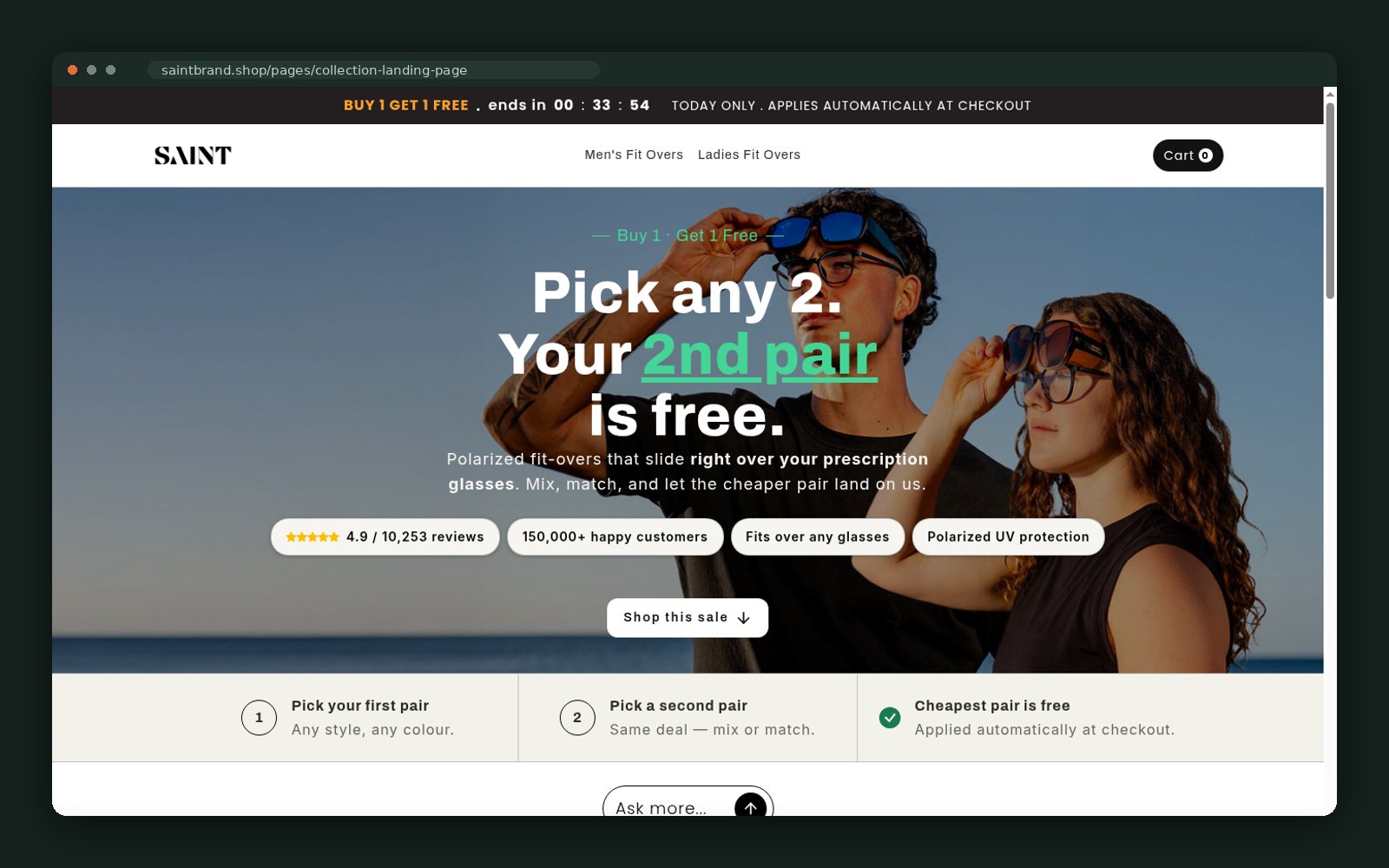 Landing page hero — pick any 2, second pair free