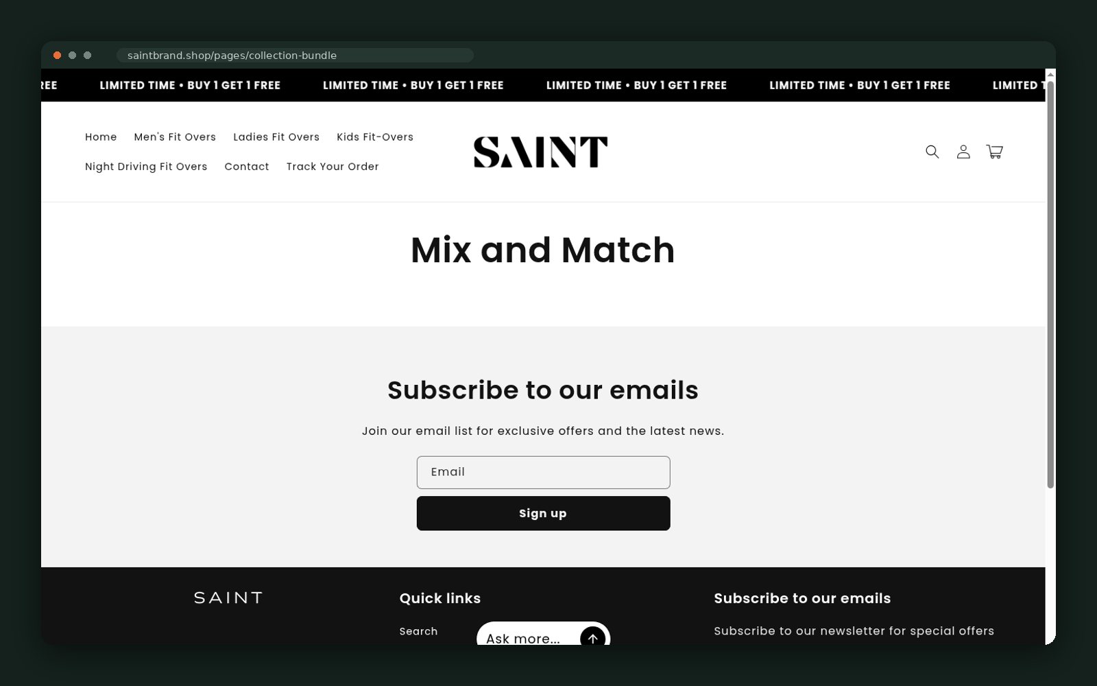 Mix and match bundle page