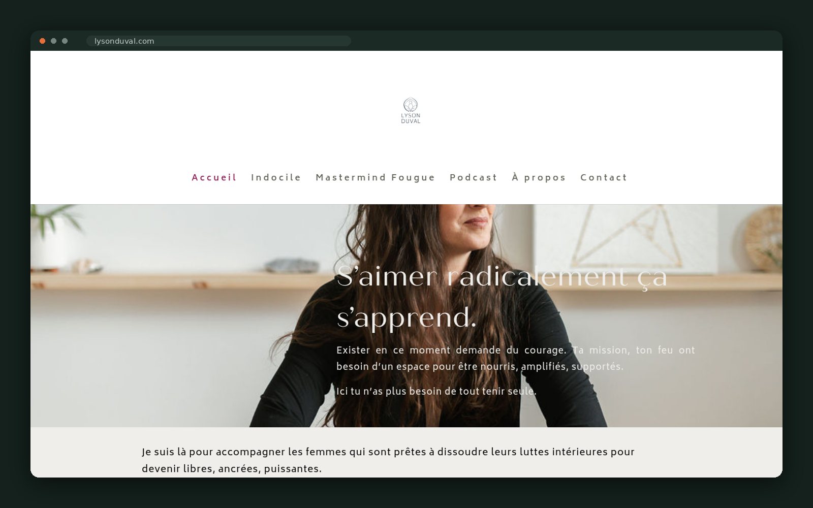 Homepage hero — S'aimer radicalement ça s'apprend