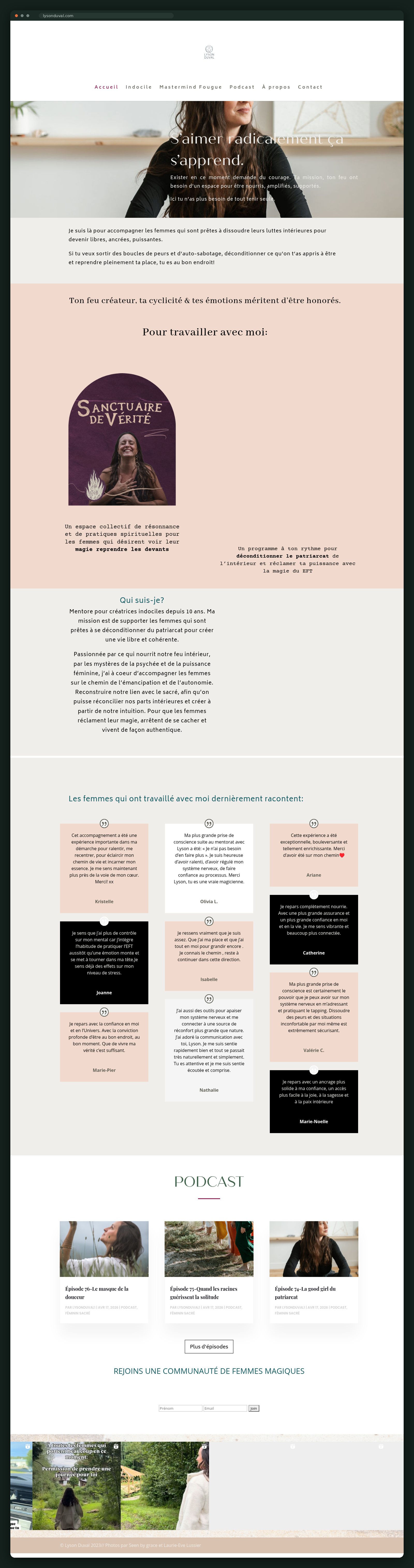 Lyson Duval website homepage