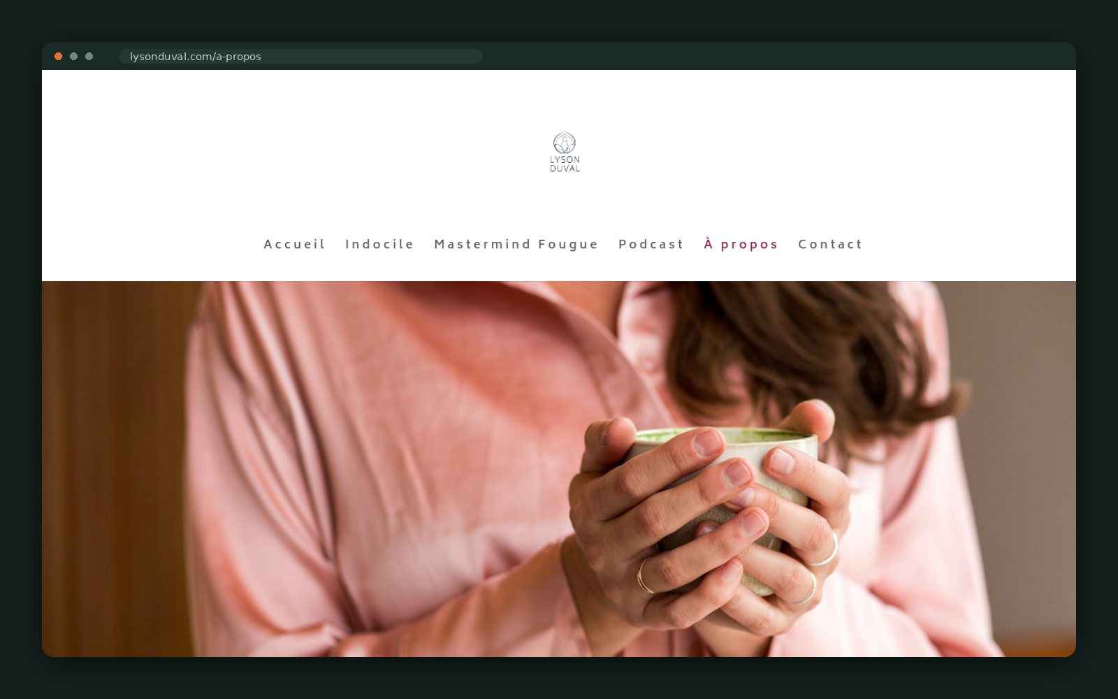 About page — practitioner story, mission, vision, values