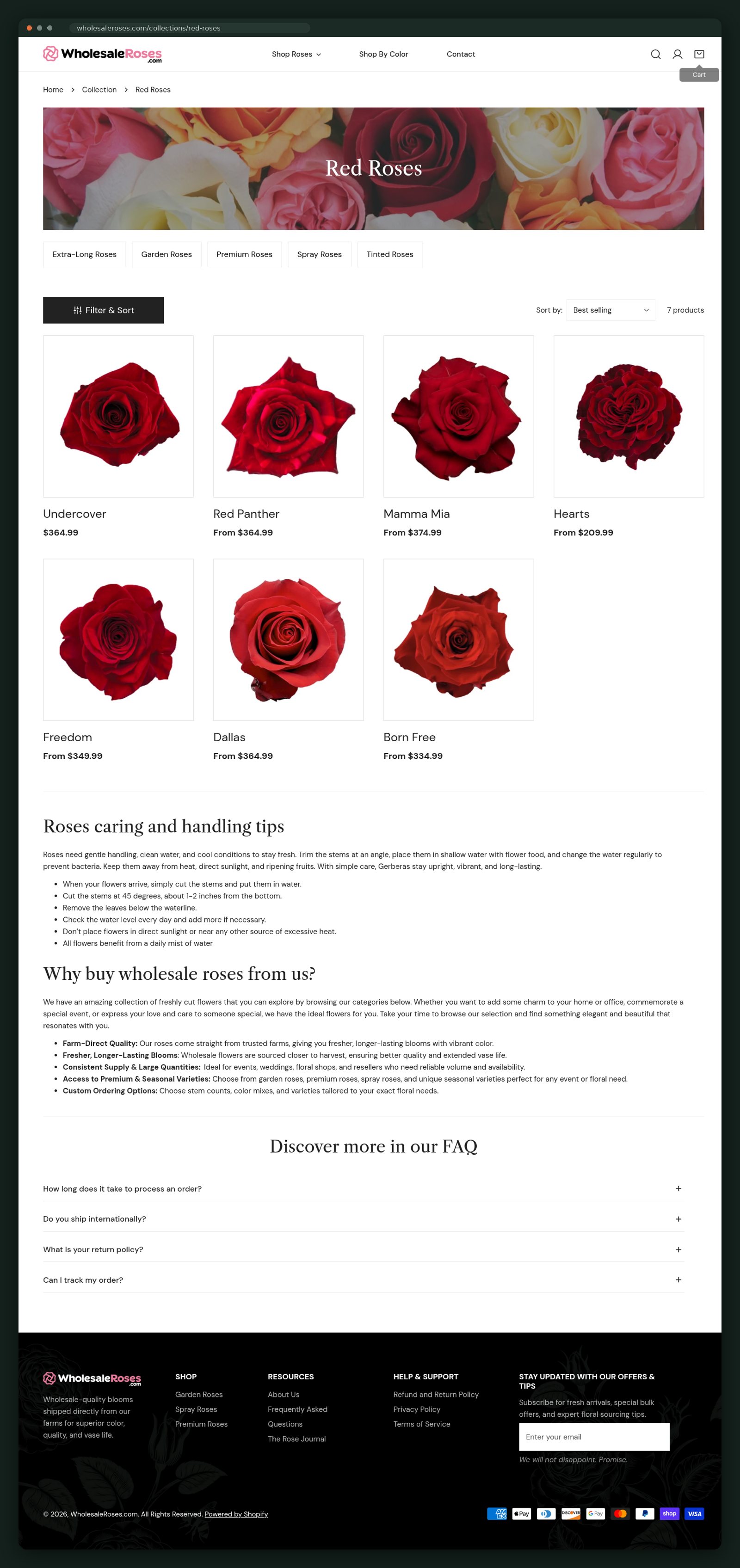 Red roses collection, full scroll
