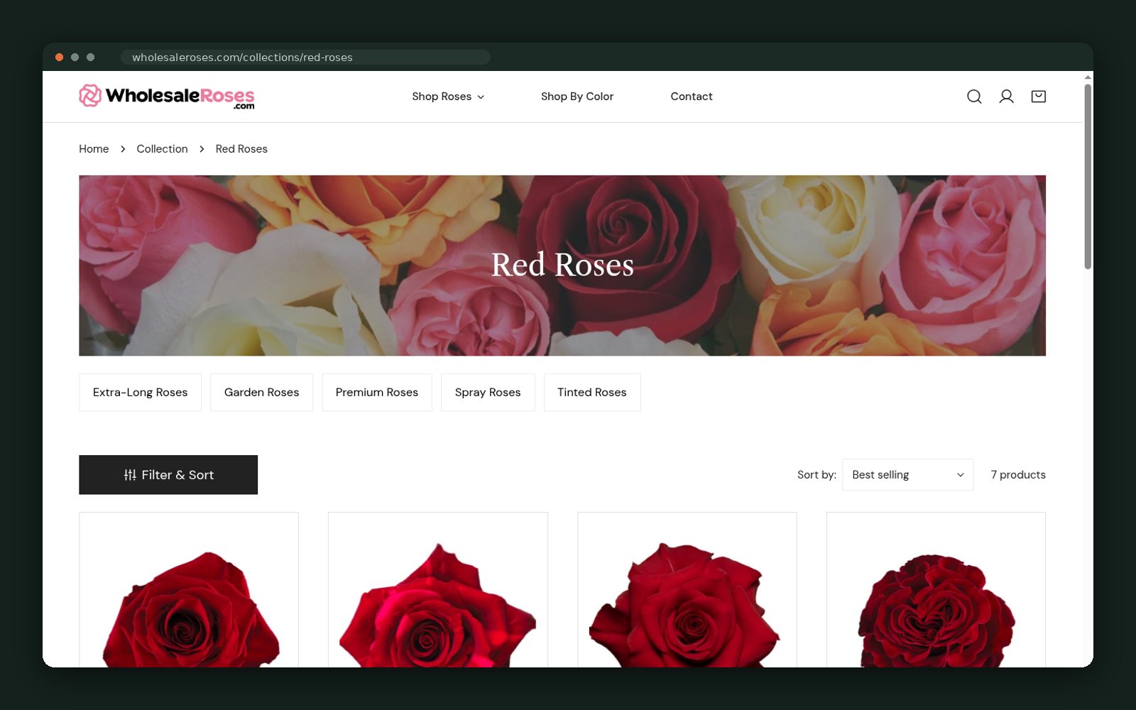 Red roses collection page