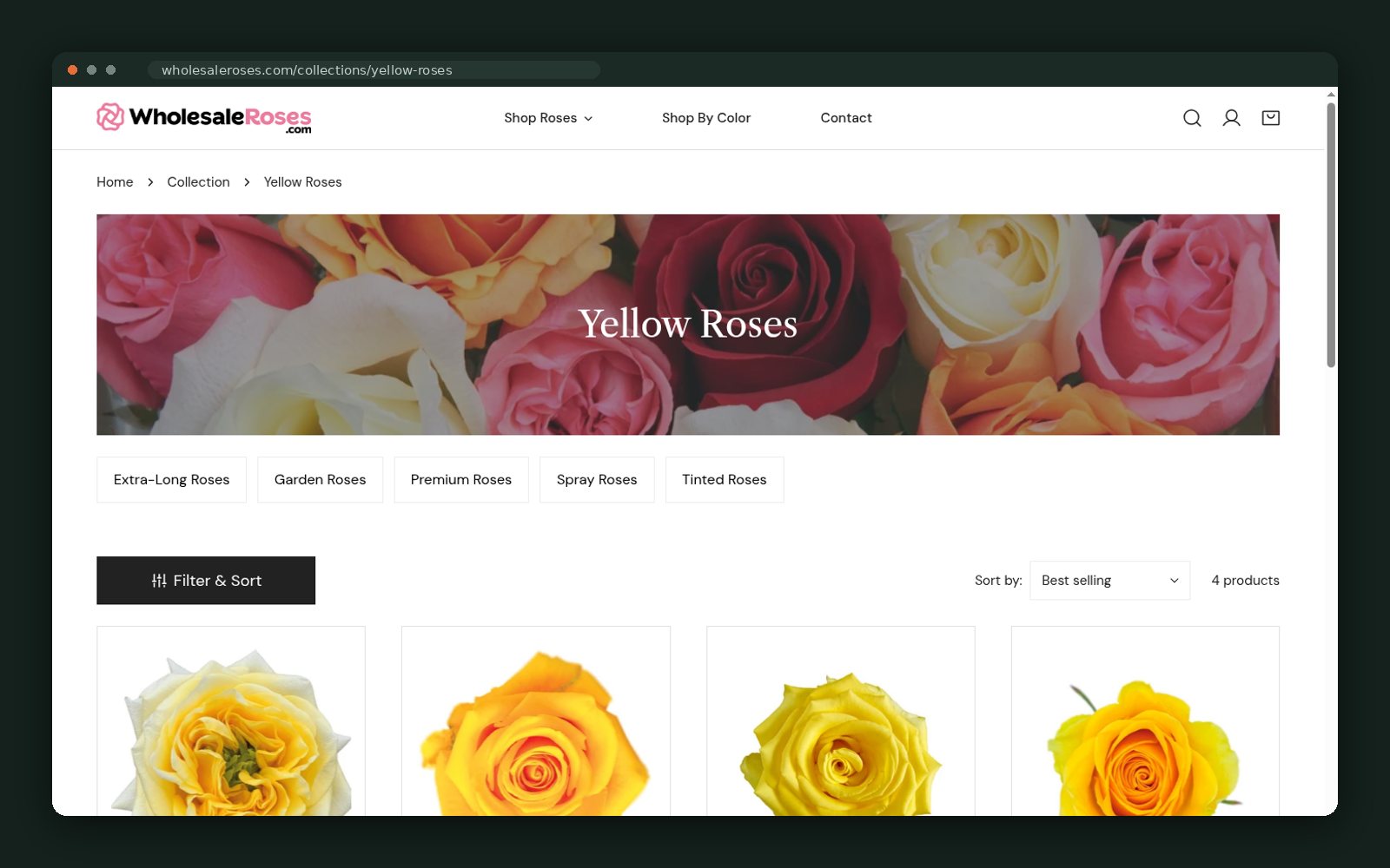 Yellow roses collection page