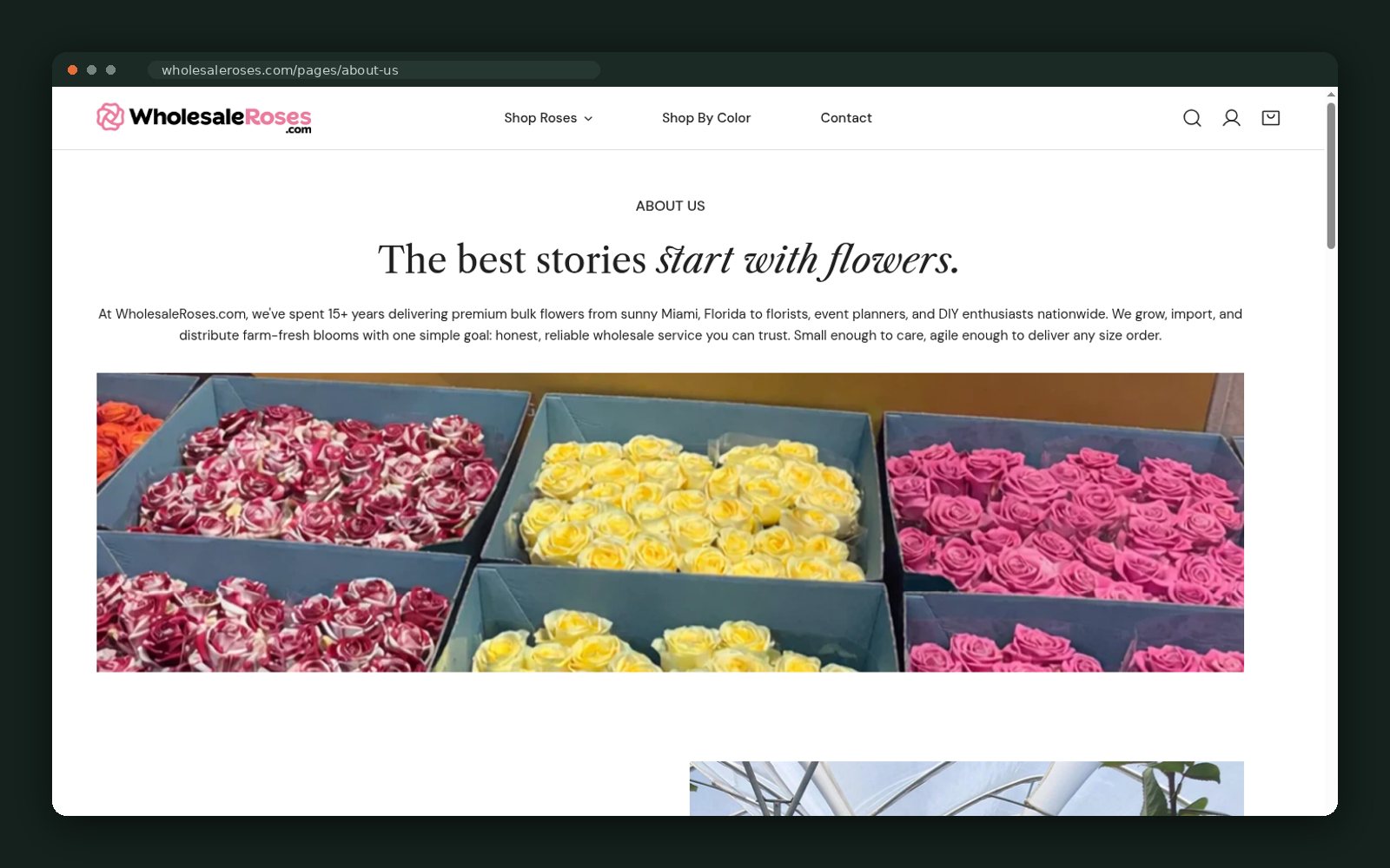 About page — farm sourcing story