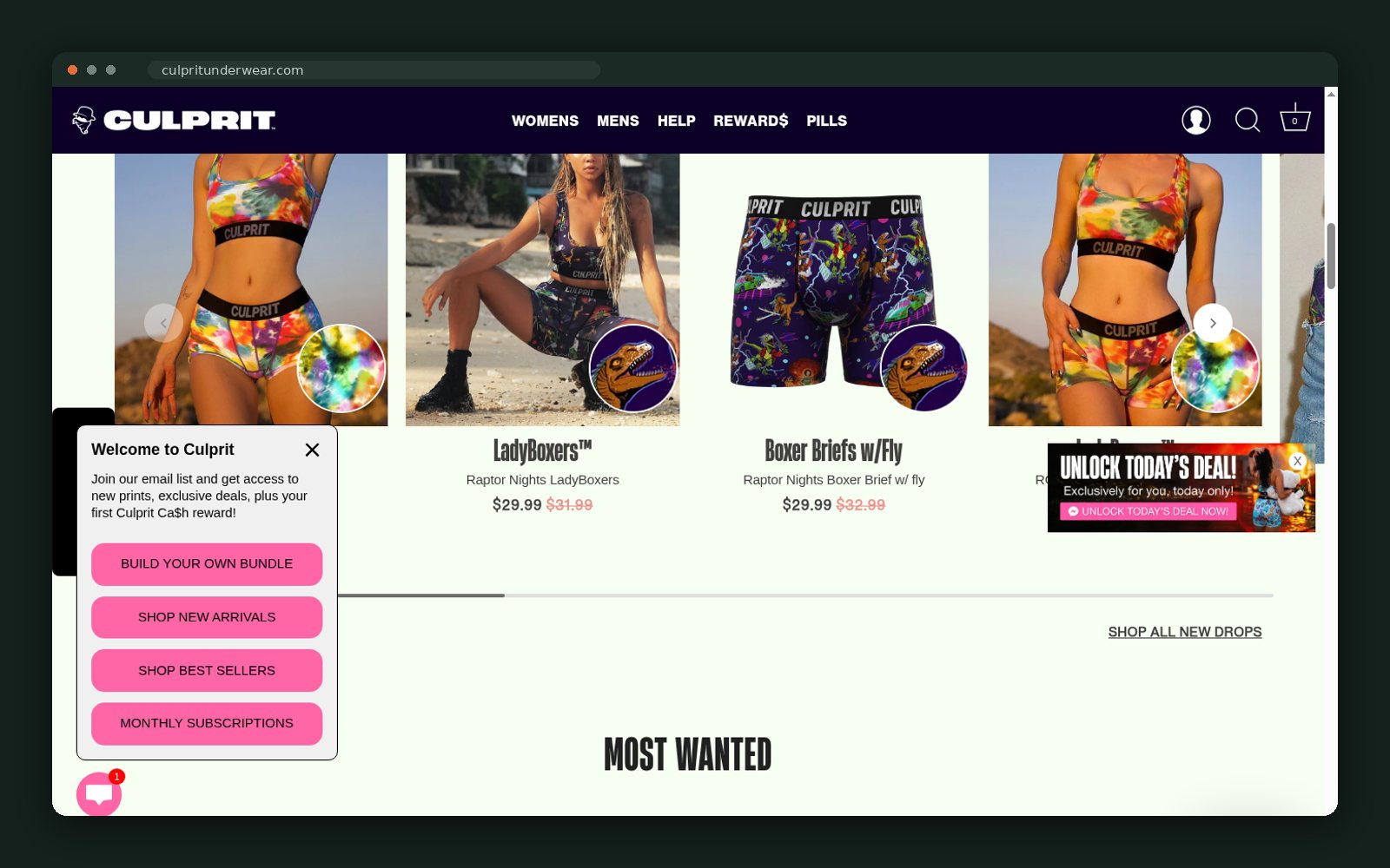 New drops rail with pricing and print variety